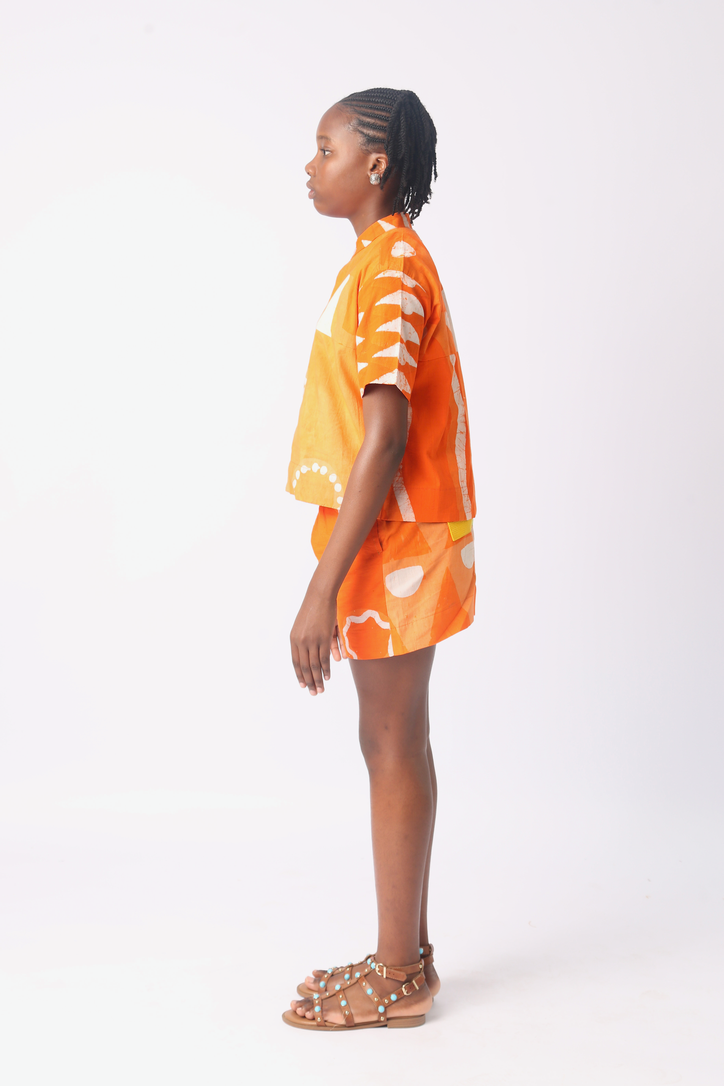 KIDS WHITE AND TANGERINE MULTIPRINT SHIRT
