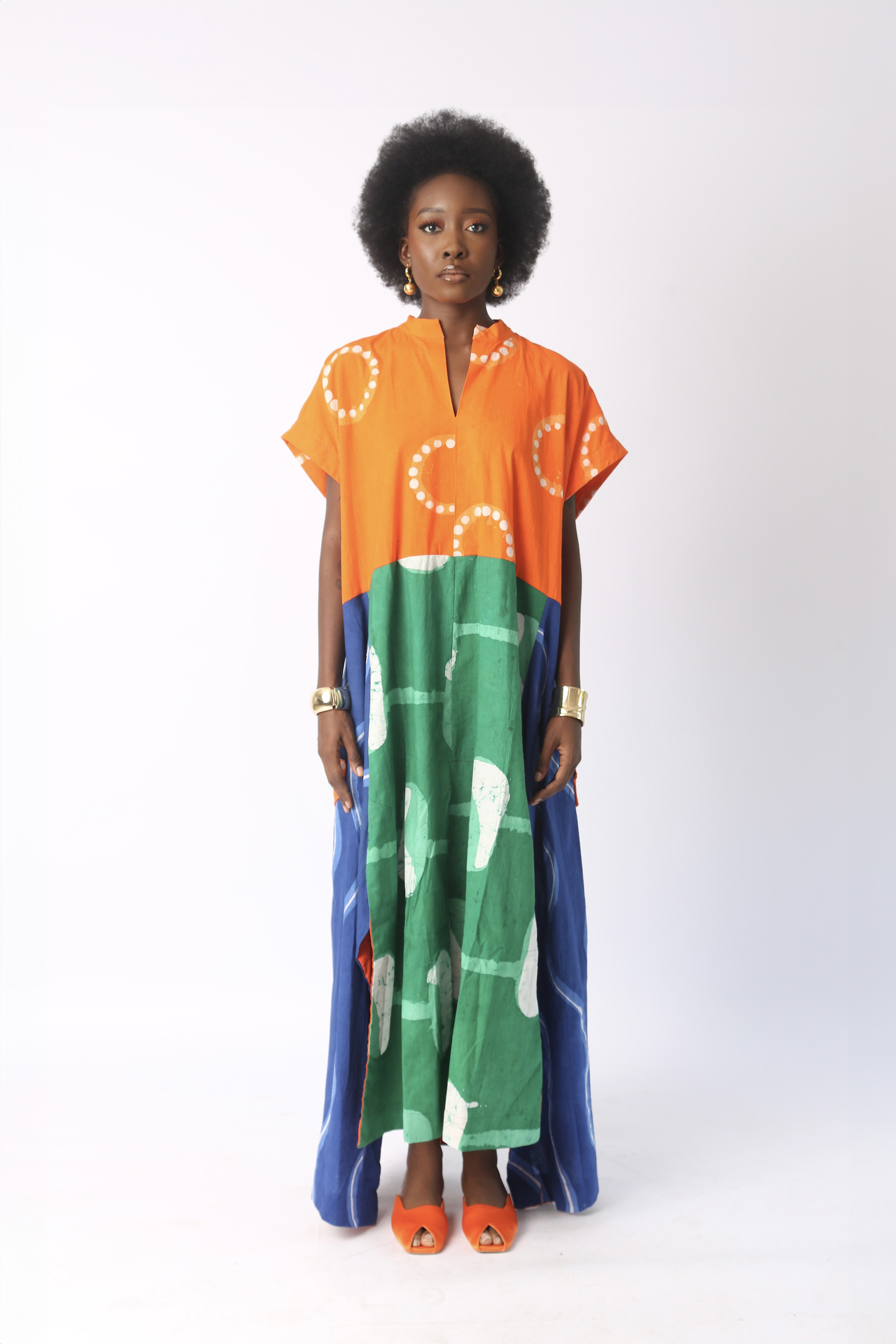 BRIGHT MULTICOLOURED SLEEVELESS SHIRT DRESS