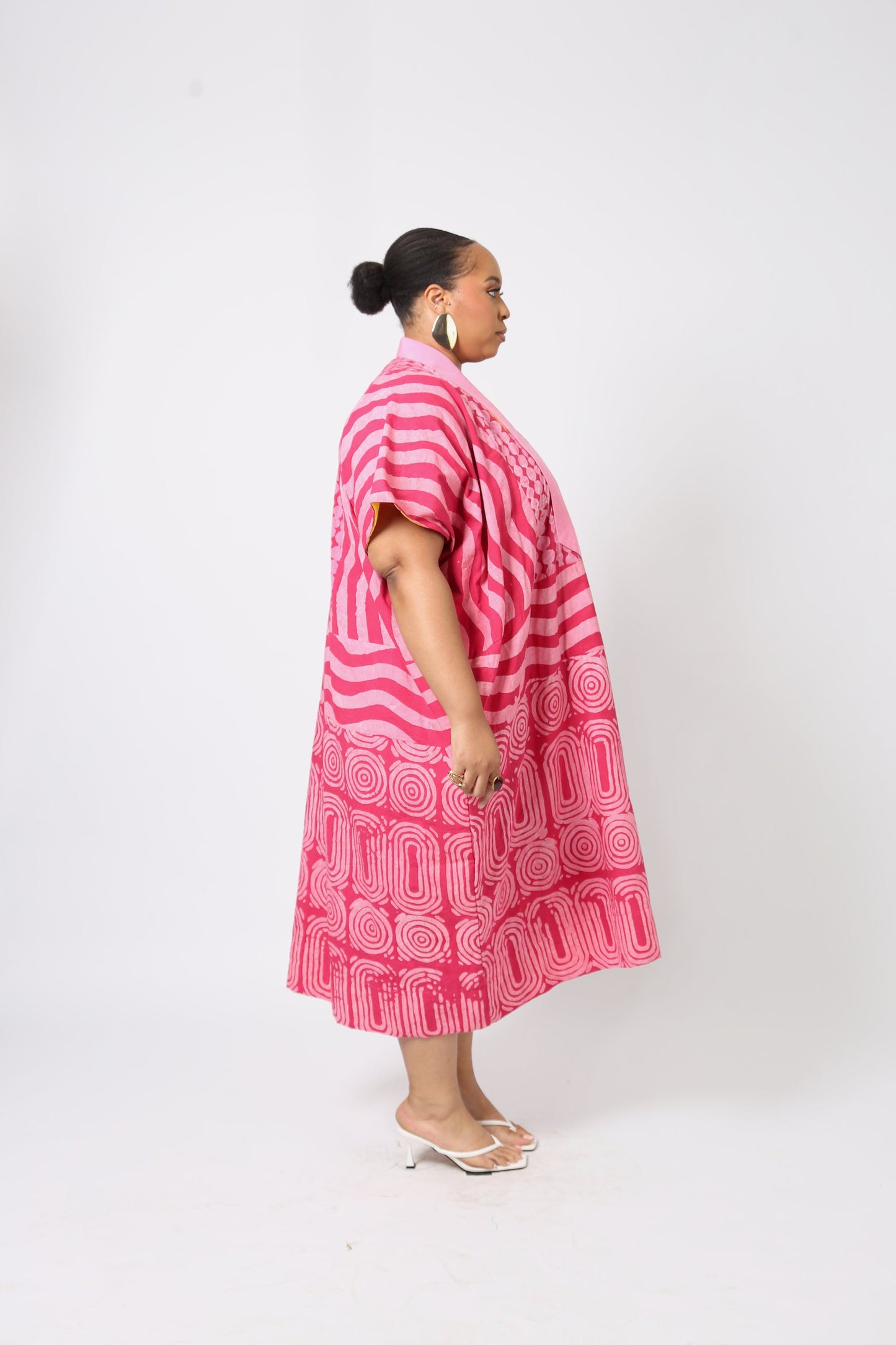 PINK AND PINK MULTIPRINT AGBADA WITH ASO OKE