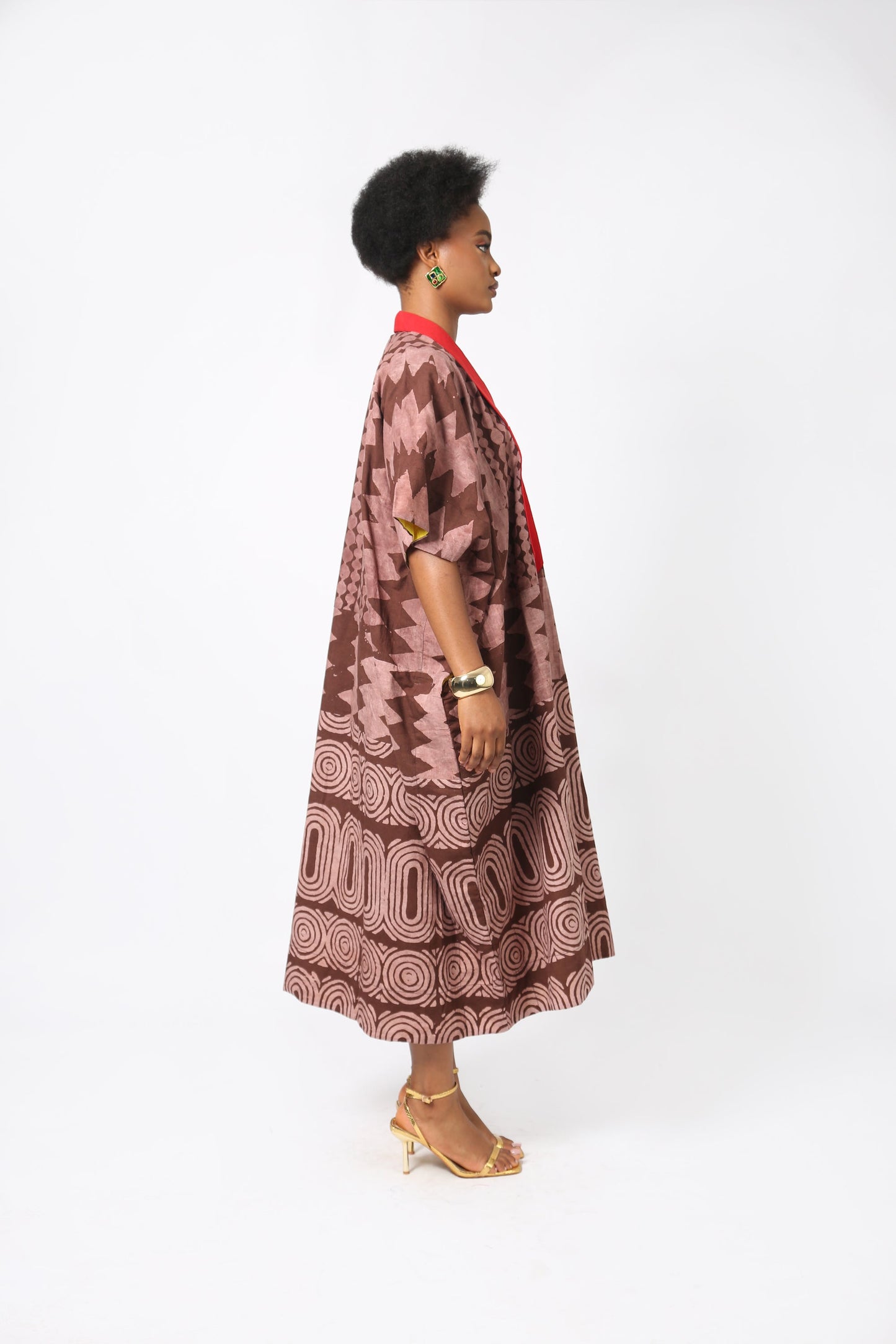 ONI BROWN AND LIGHT BROWN MULTIPRINT AGBADA WITH ASO OKE