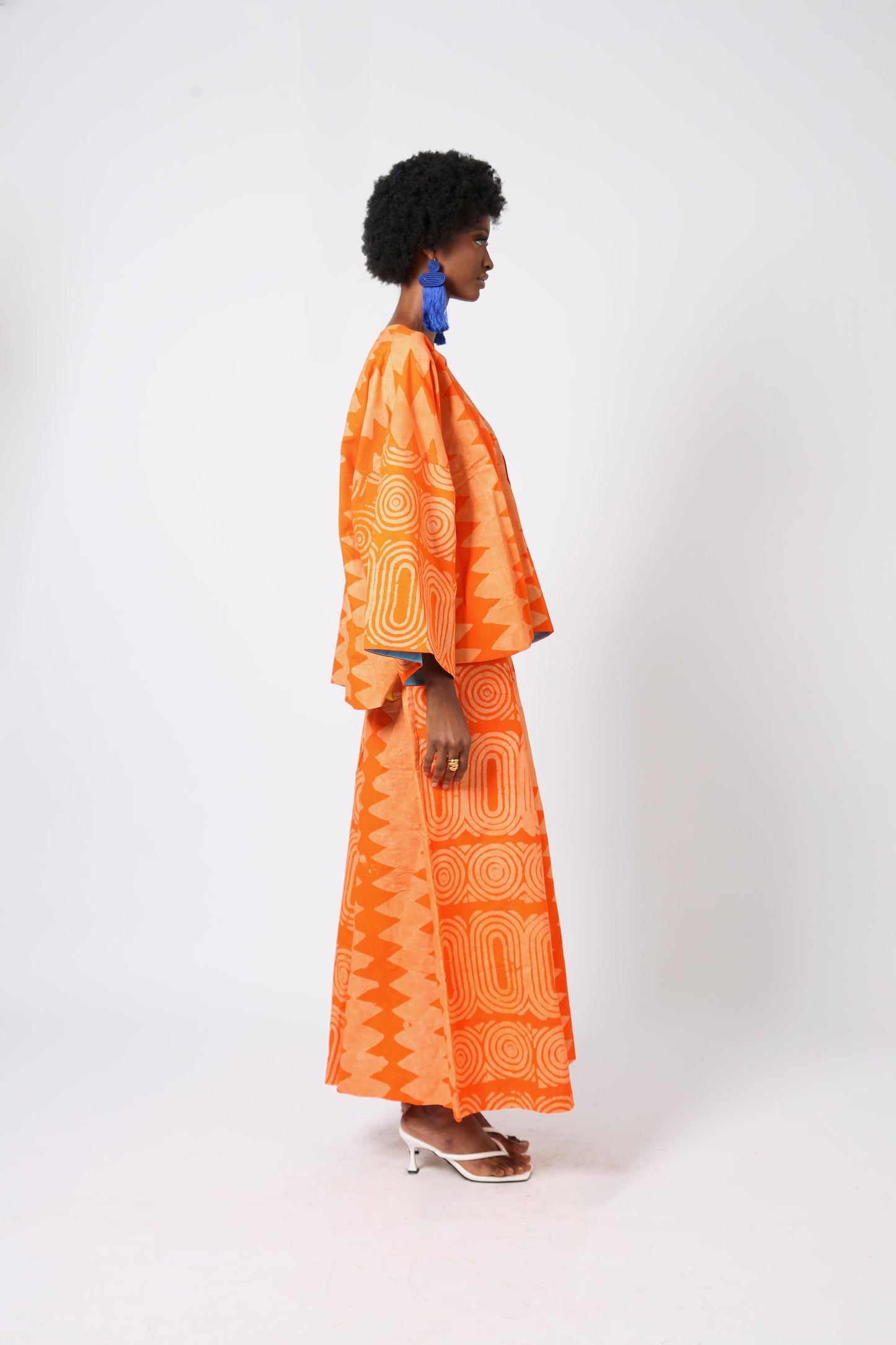 PEACH AND LIGHT PEACH MULTIPRINT BUBA SHIRT