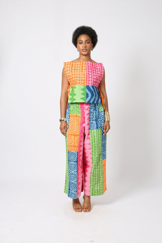 PINK AND PINK MULTIPRINT AGBADA WITH ASO OKE