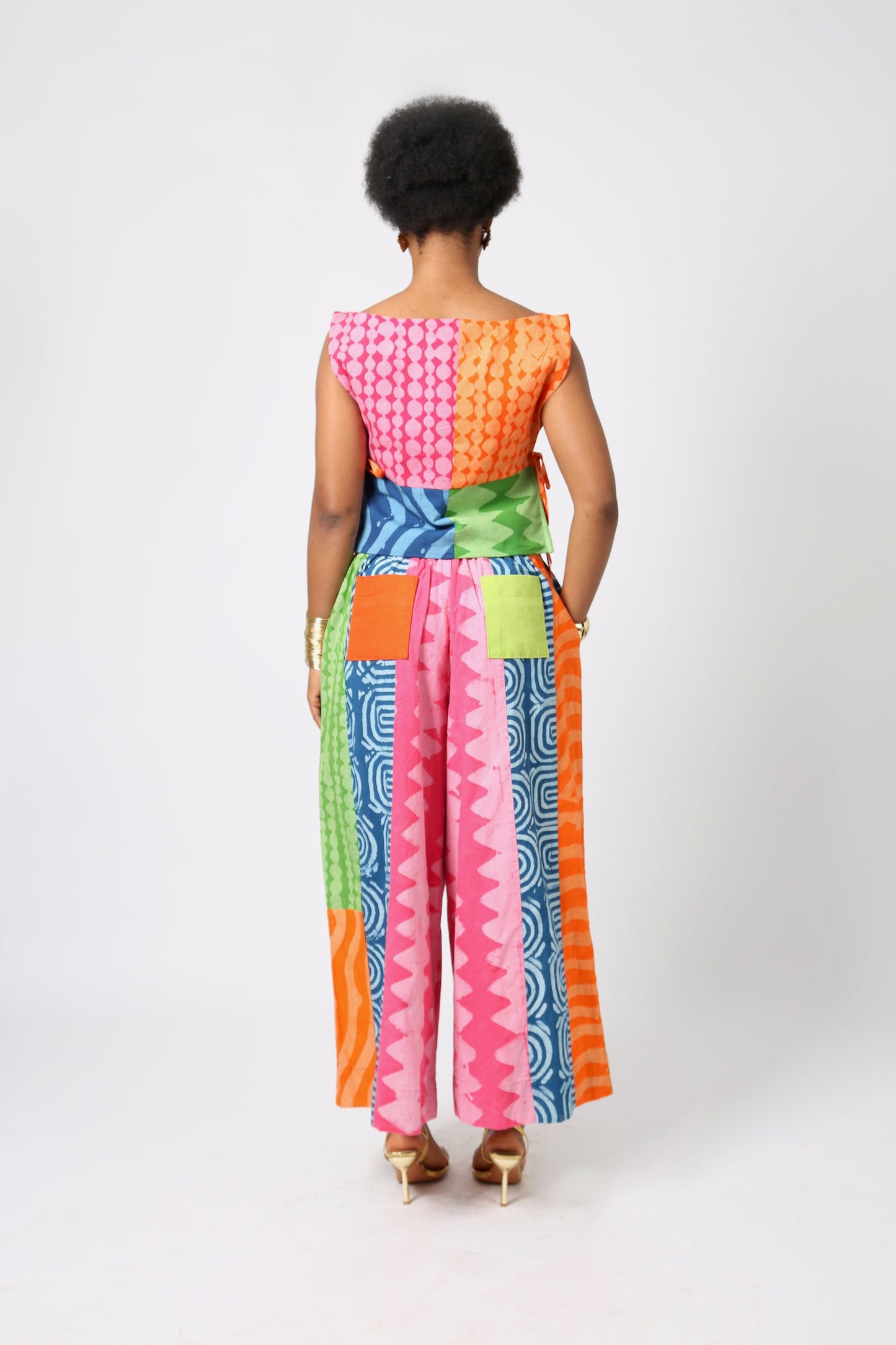 ORANGE AND PINK MULTICOLOURED VEST