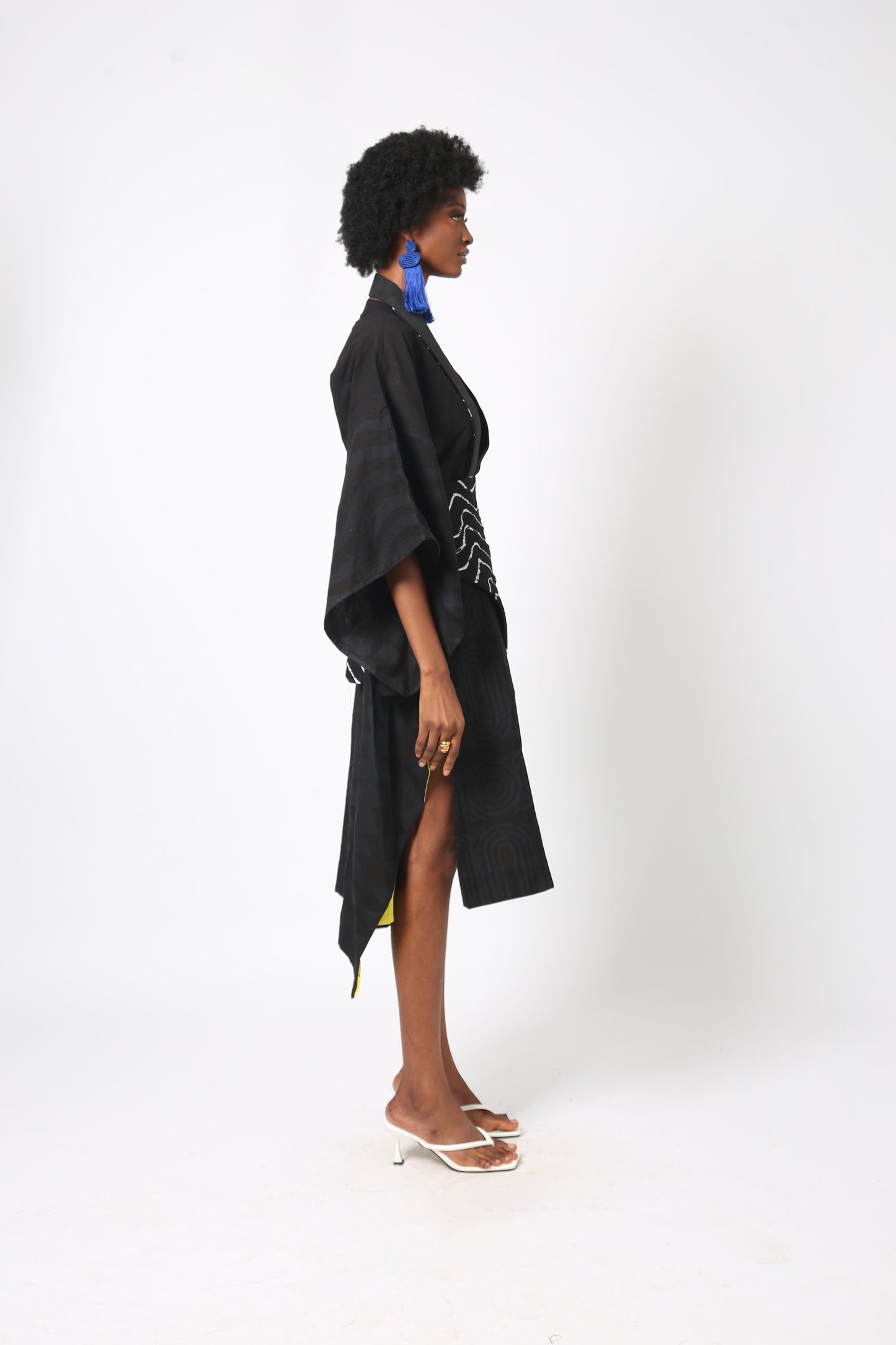 BLACK MULTIPRINT SHIRT DRESS