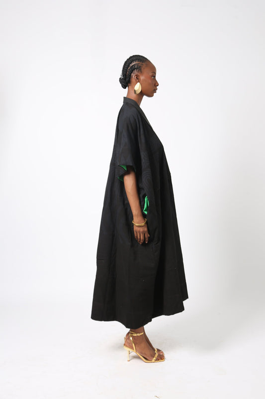 BLACK MULTIPRINT AGBADA WITH BLACK ASO OKE