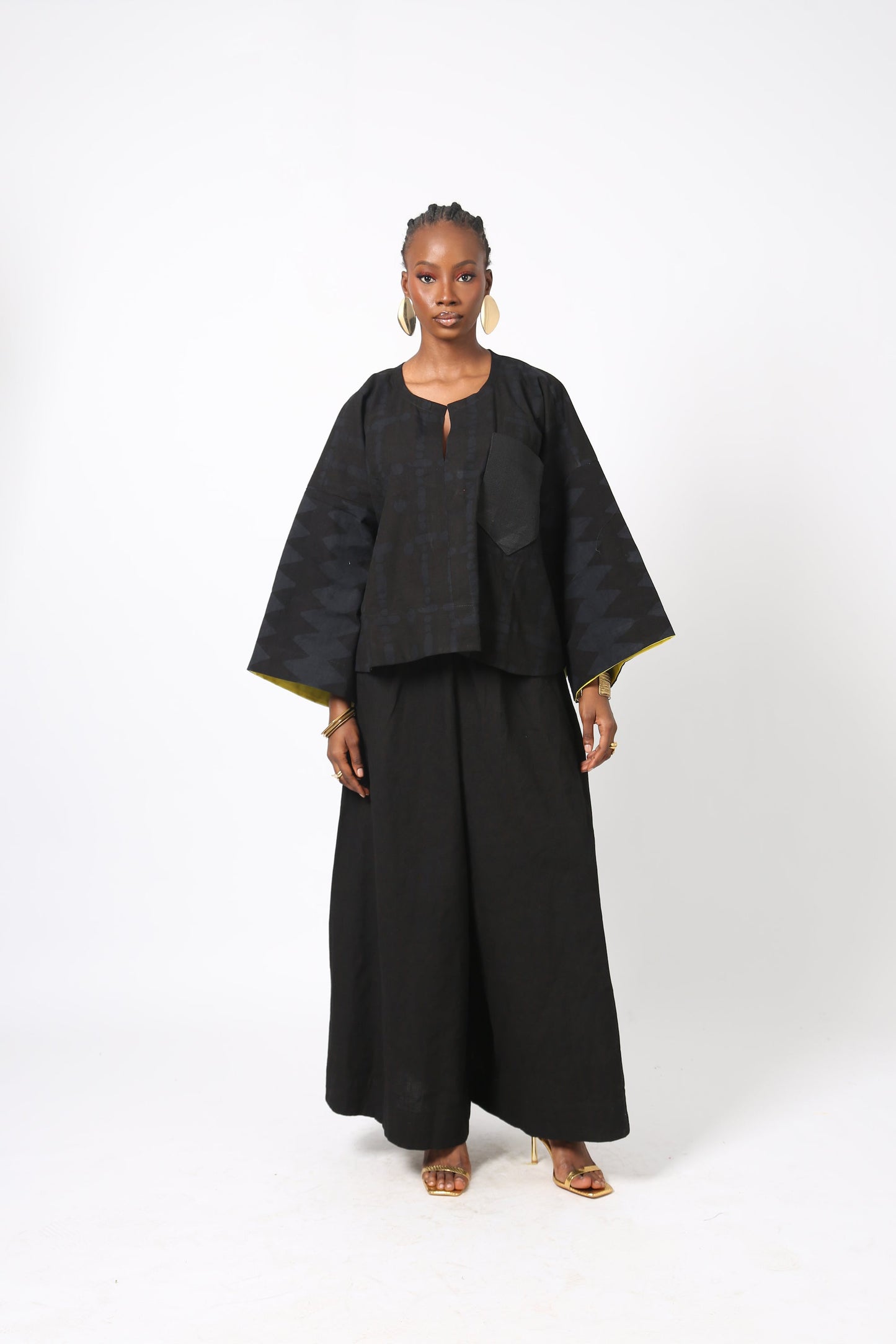 BLACK MULTIPRINT BUBA CULOTTES