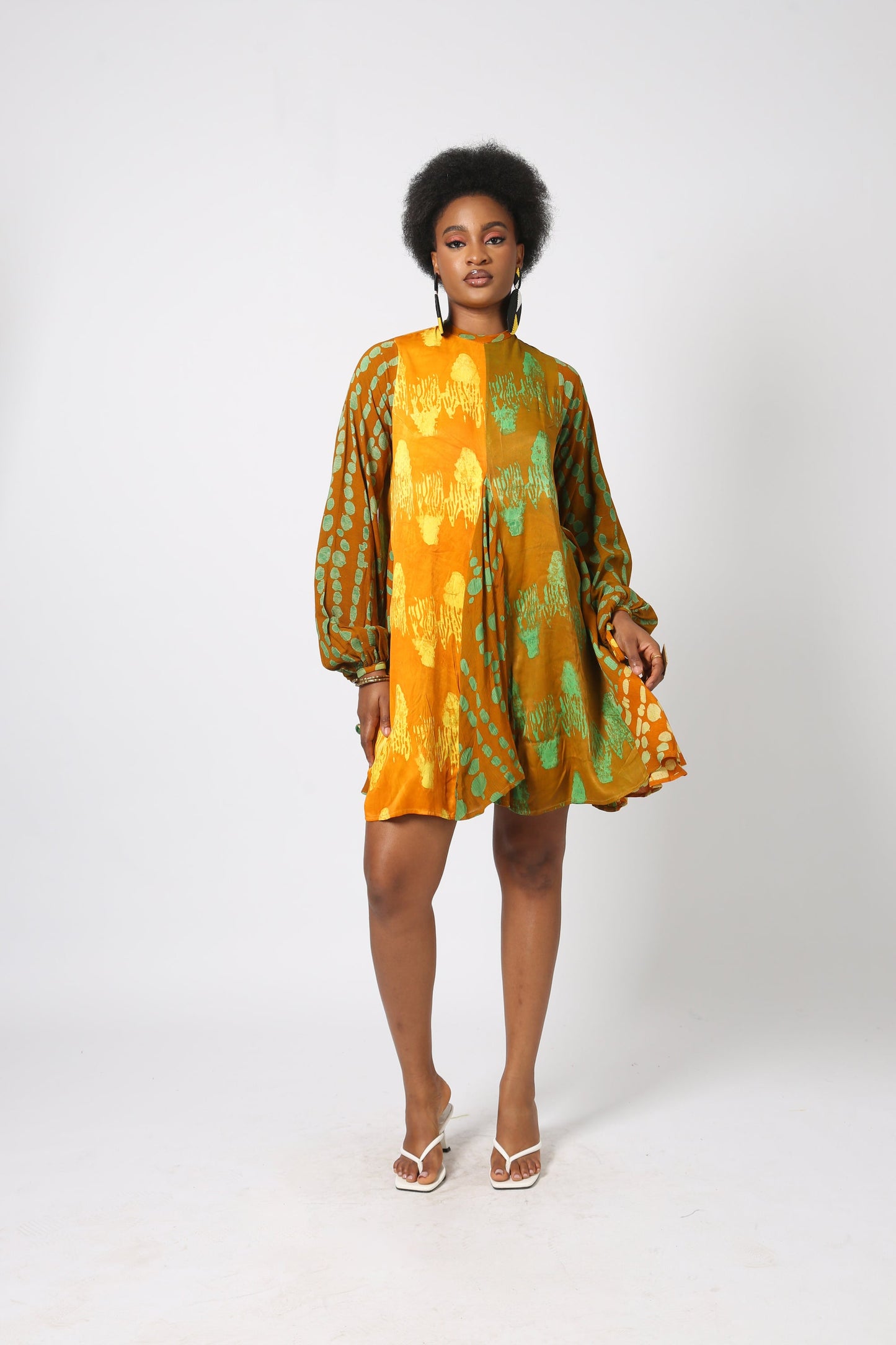 YELLOW AND LEMON MINI SLIP DRESS