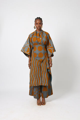 PINK AND PINK MULTIPRINT AGBADA WITH ASO OKE