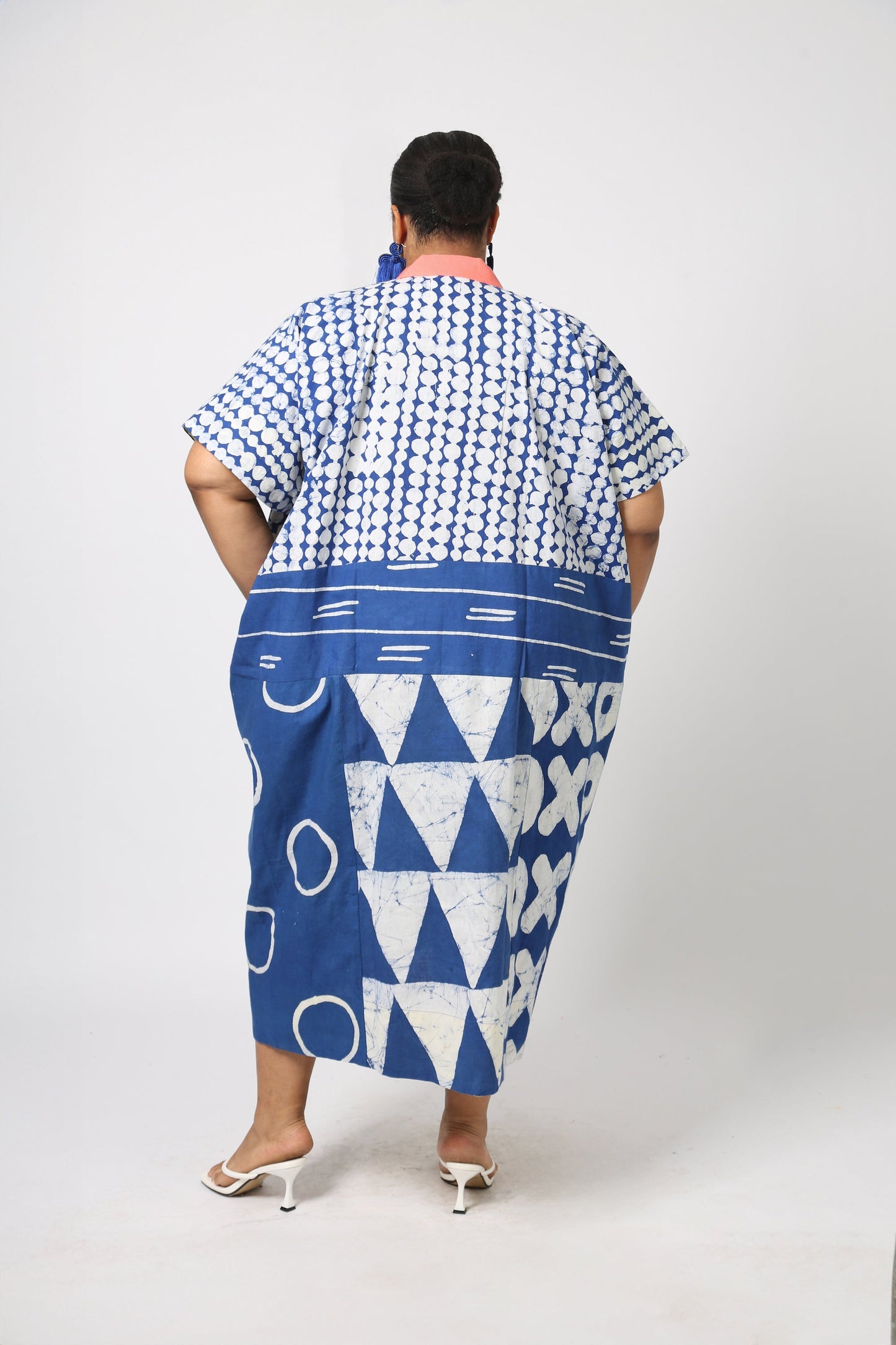 BLUE MULTIPRINT AGBADA WITH ASO OKE