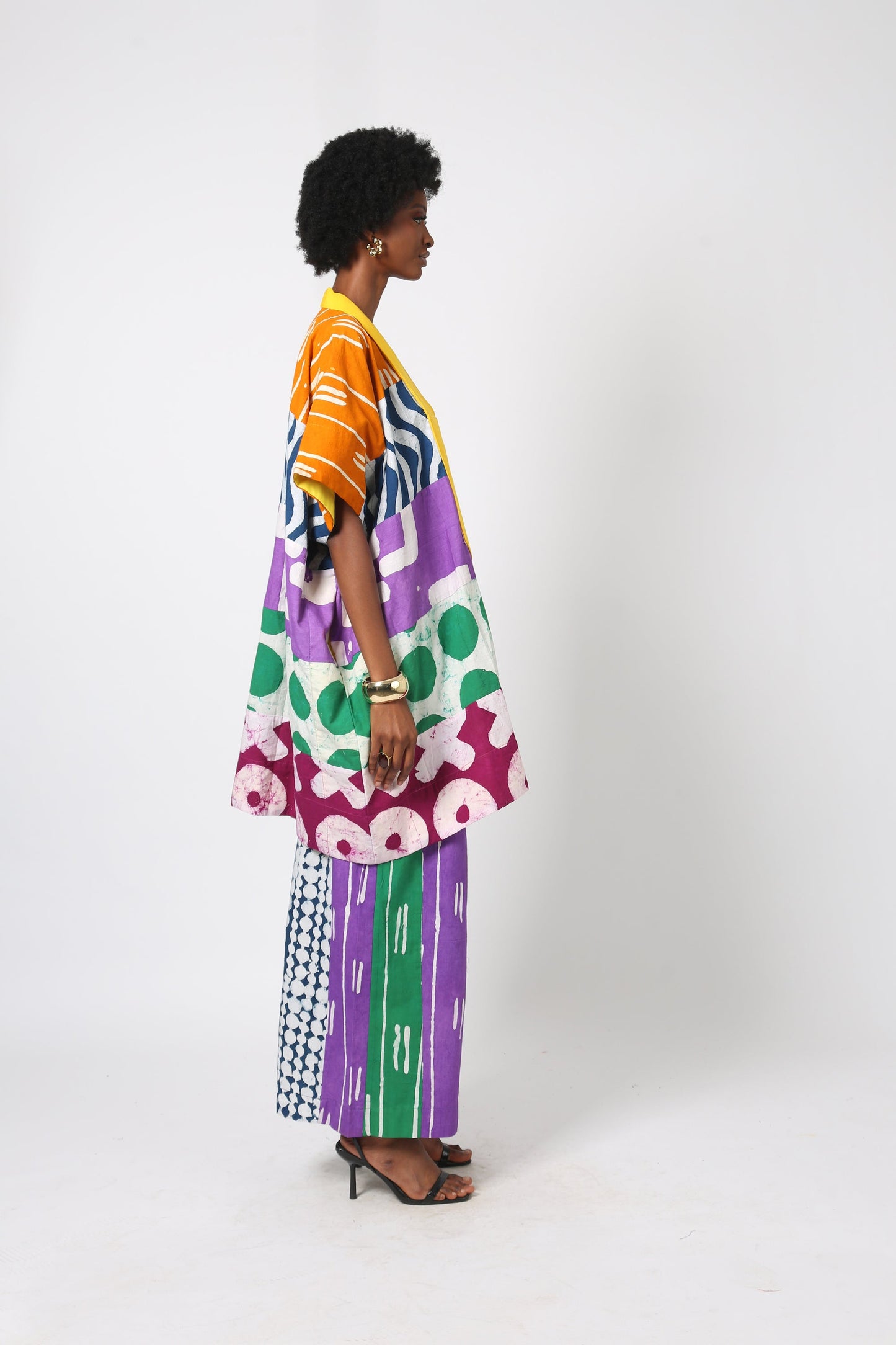 LILAC AND GREEN STRIP MULTICOLOURED CULOTTES