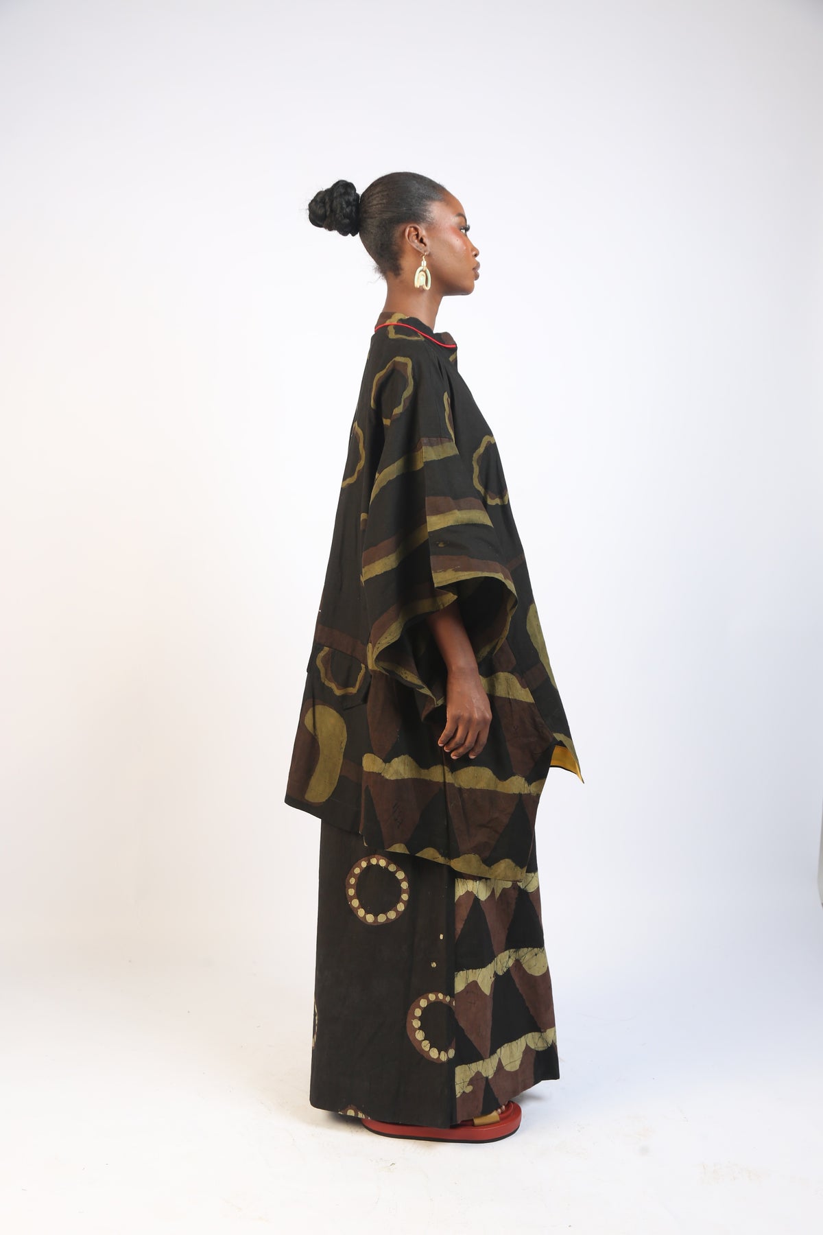 KHAKI, BROWN AND BLACK MULTIPRINT OSAKA BLOUSE