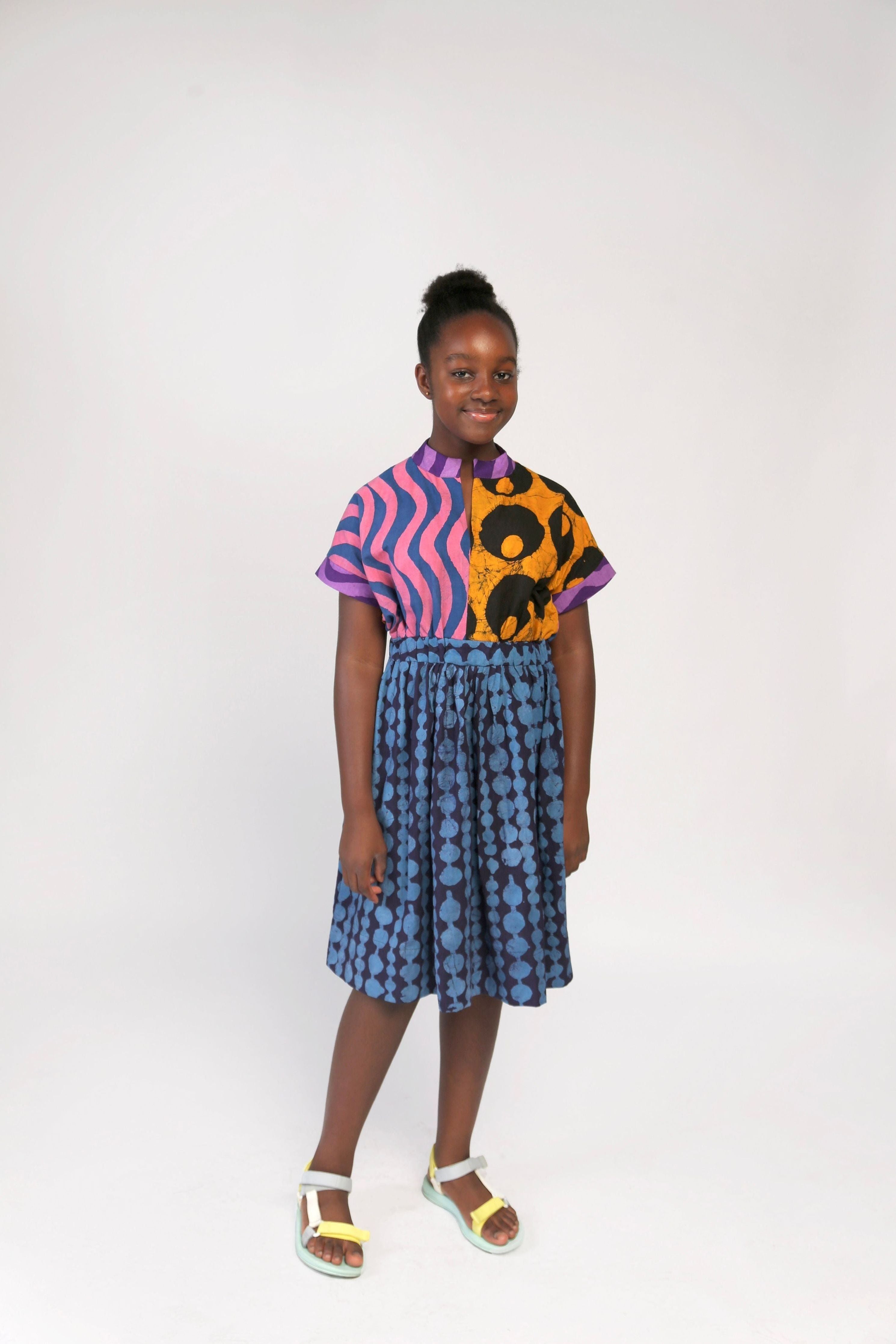 KIDS-DARK MULTICOLOURED BUBA DRESS