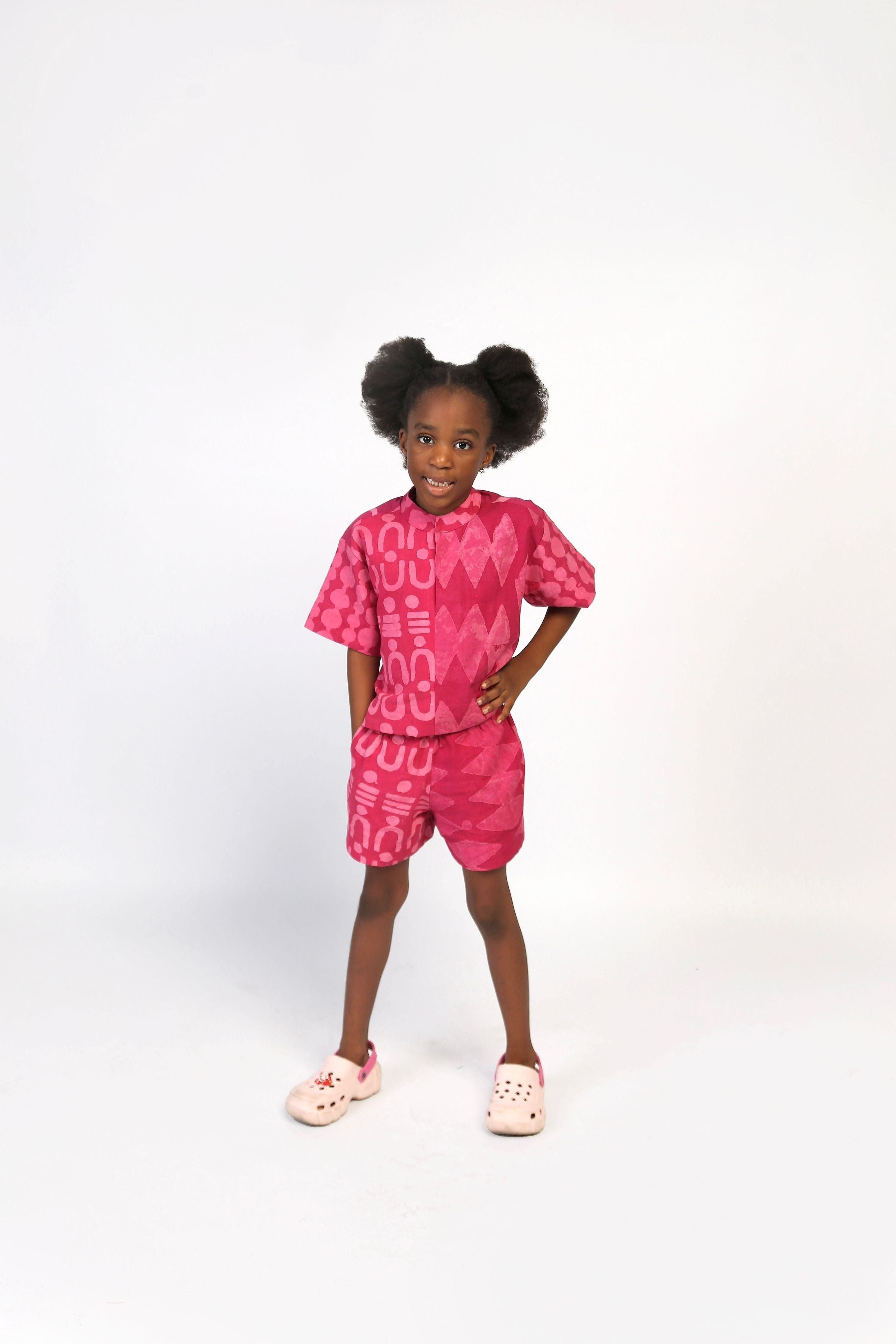KIDS-PINK MULTIPRINT SHIRT