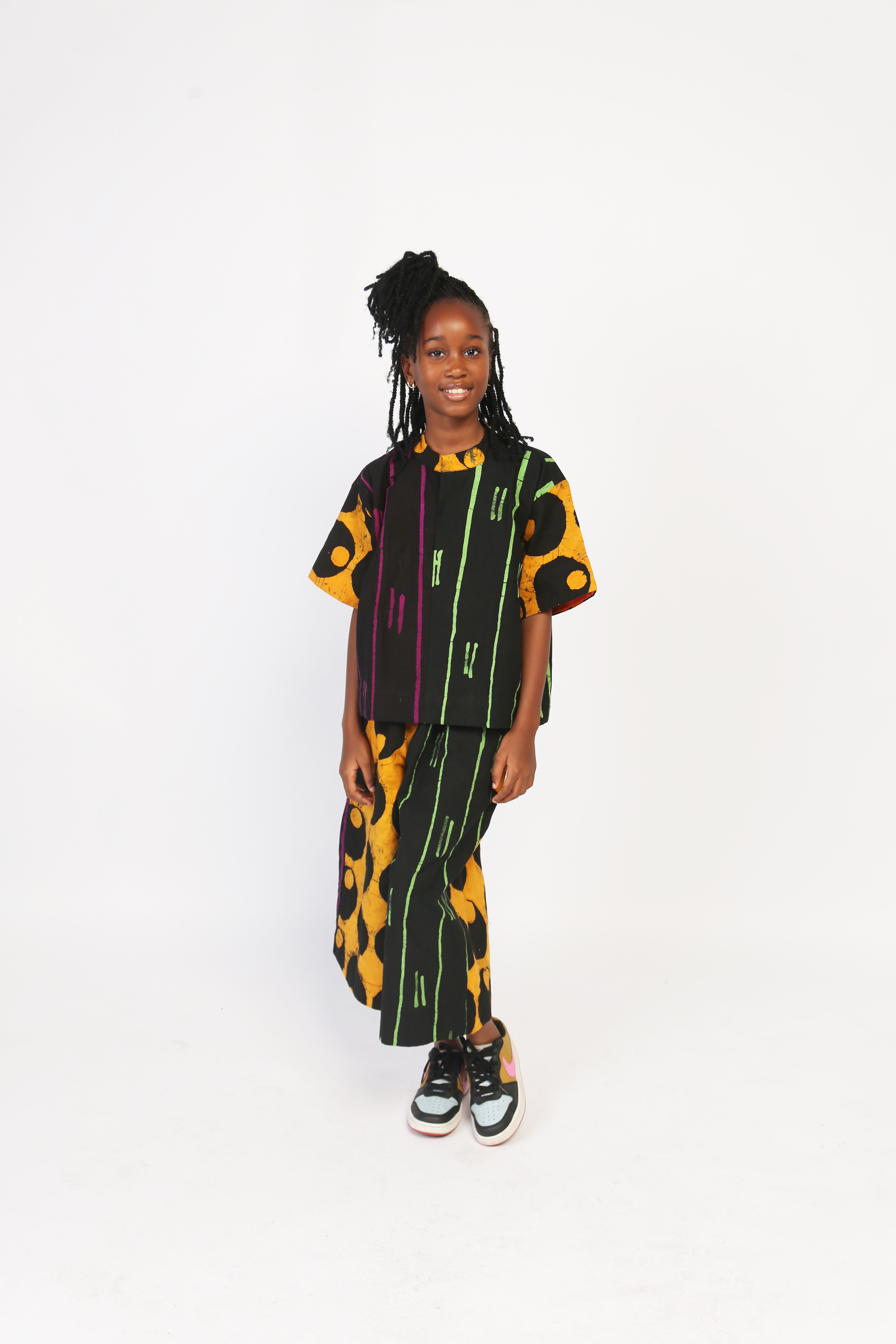 KIDS-ORANGE AND BLACK MULTICOLOURED CULOTTES