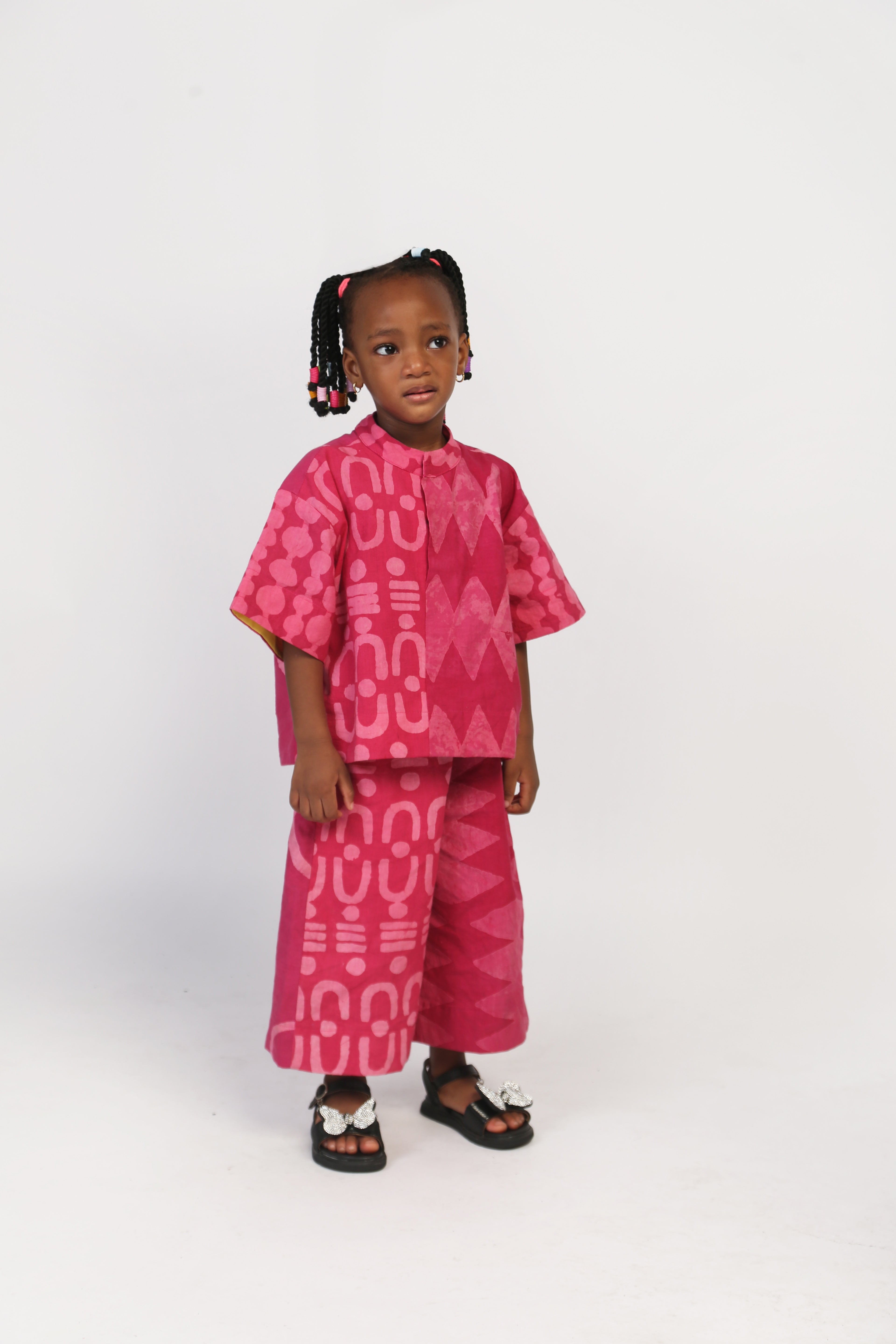 KIDS-PINK AND PINK MULTIPRINT CULOTTES