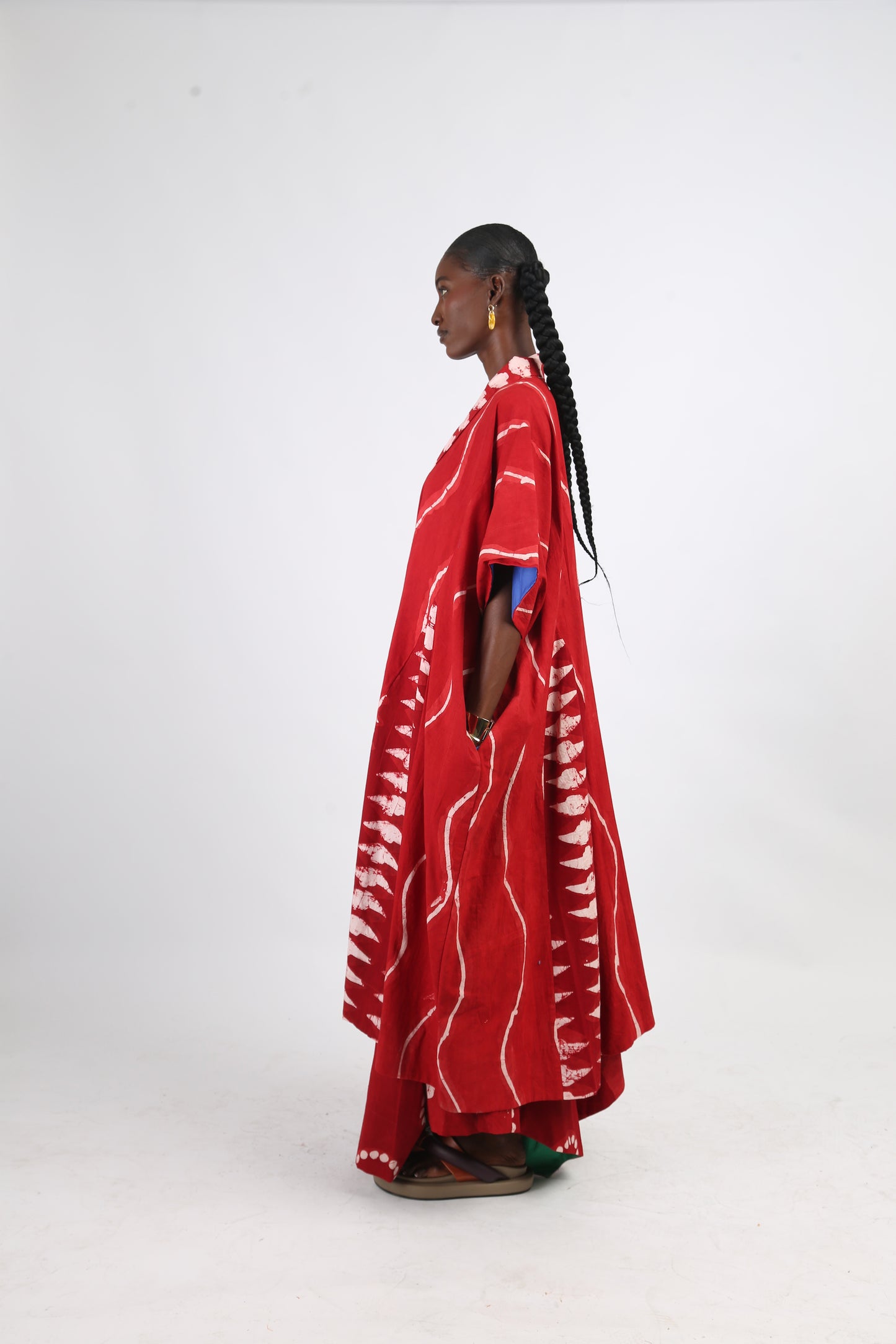 WHITE AND RED MULTIPRINT BUBA KIMONO