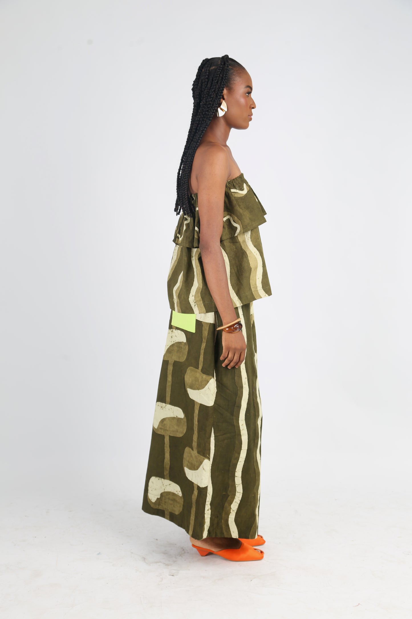 WHITE AND KHAKI MULTIPRINT BUBA CULOTTES
