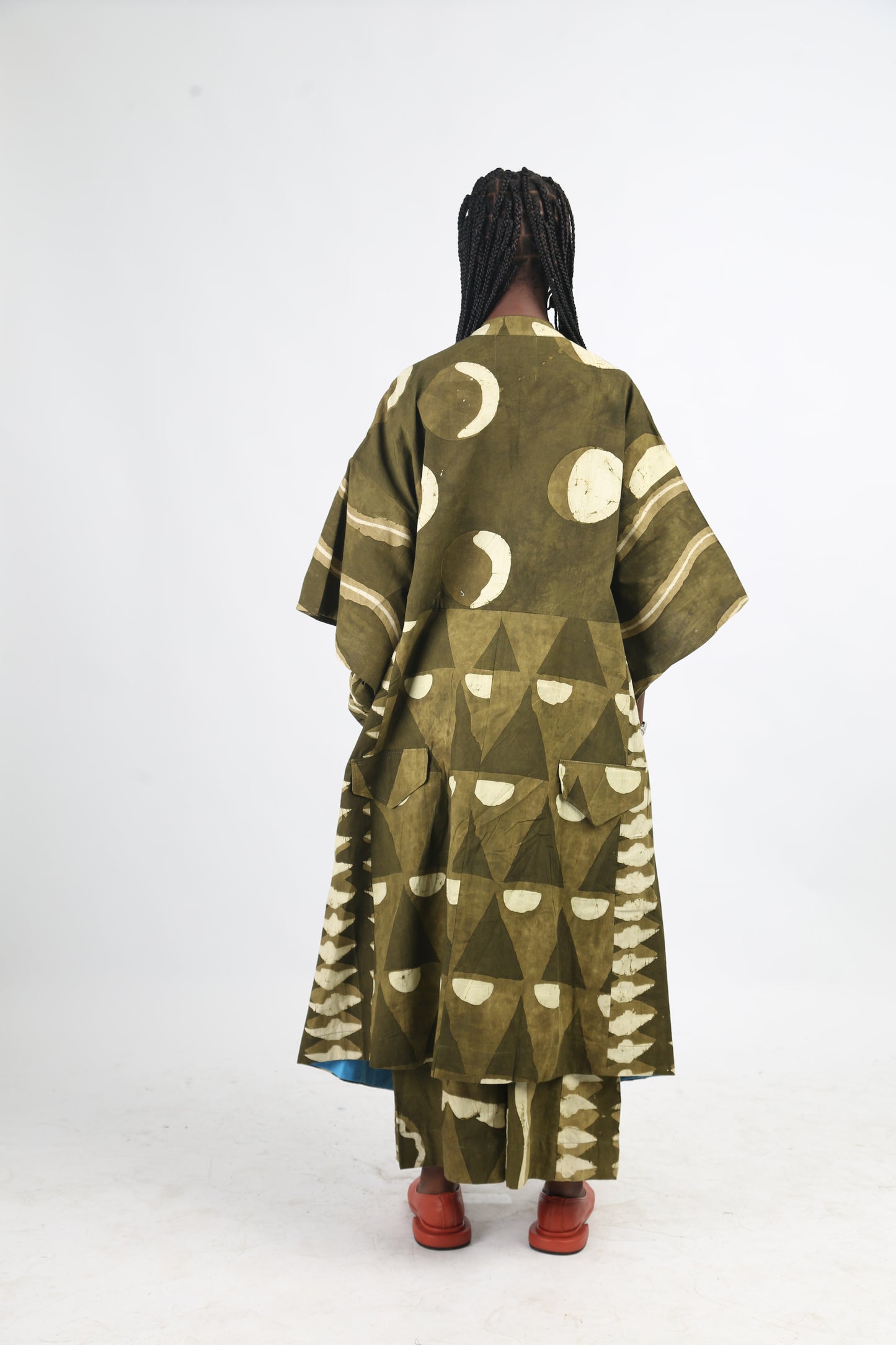 WHITE AND KHAKI MULTIPRINT OSAKA SHIRT DRESS