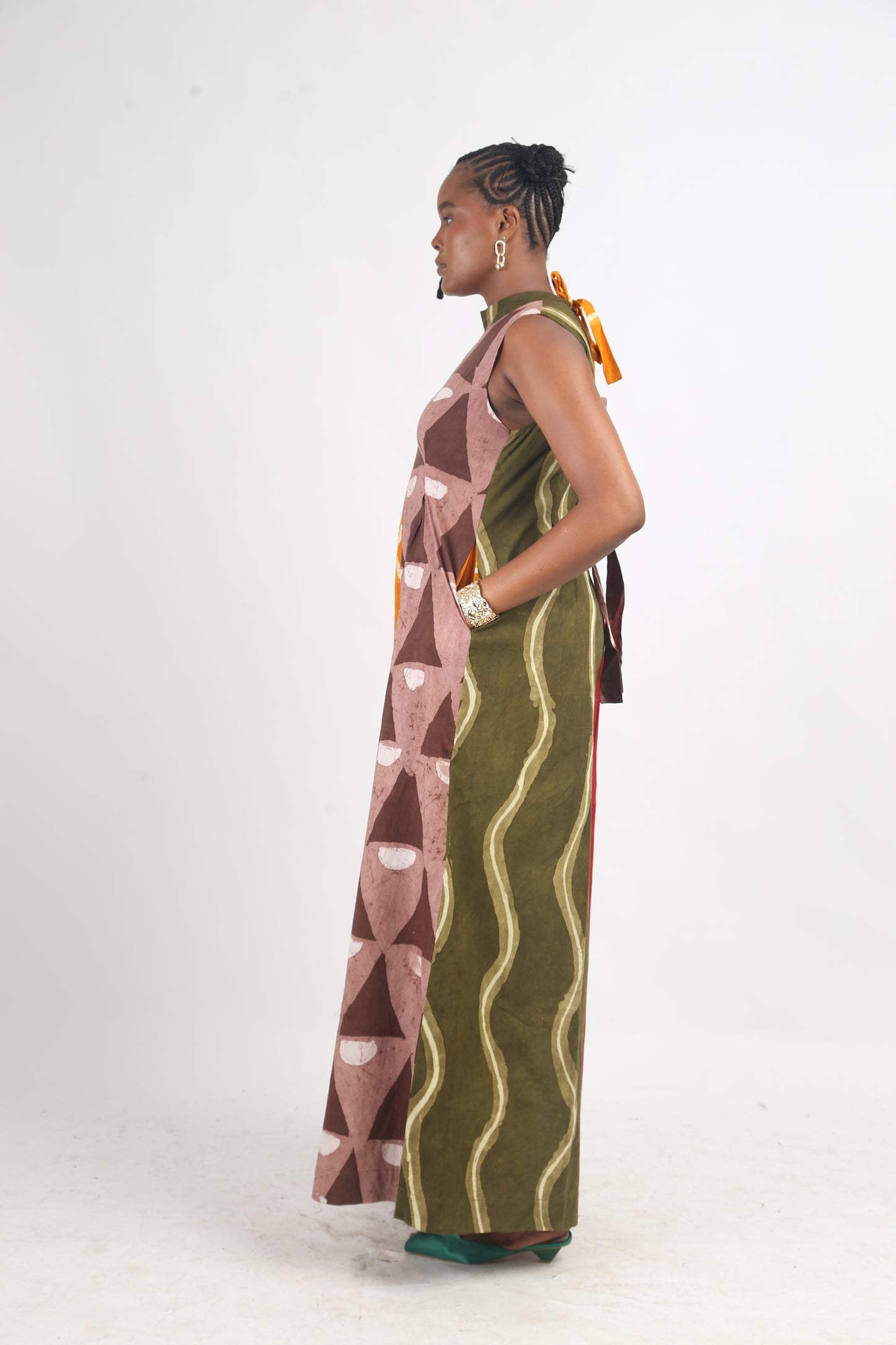 BROWN AND GOLDEN YELLOW MULTICOLOURED JUMPSUIT