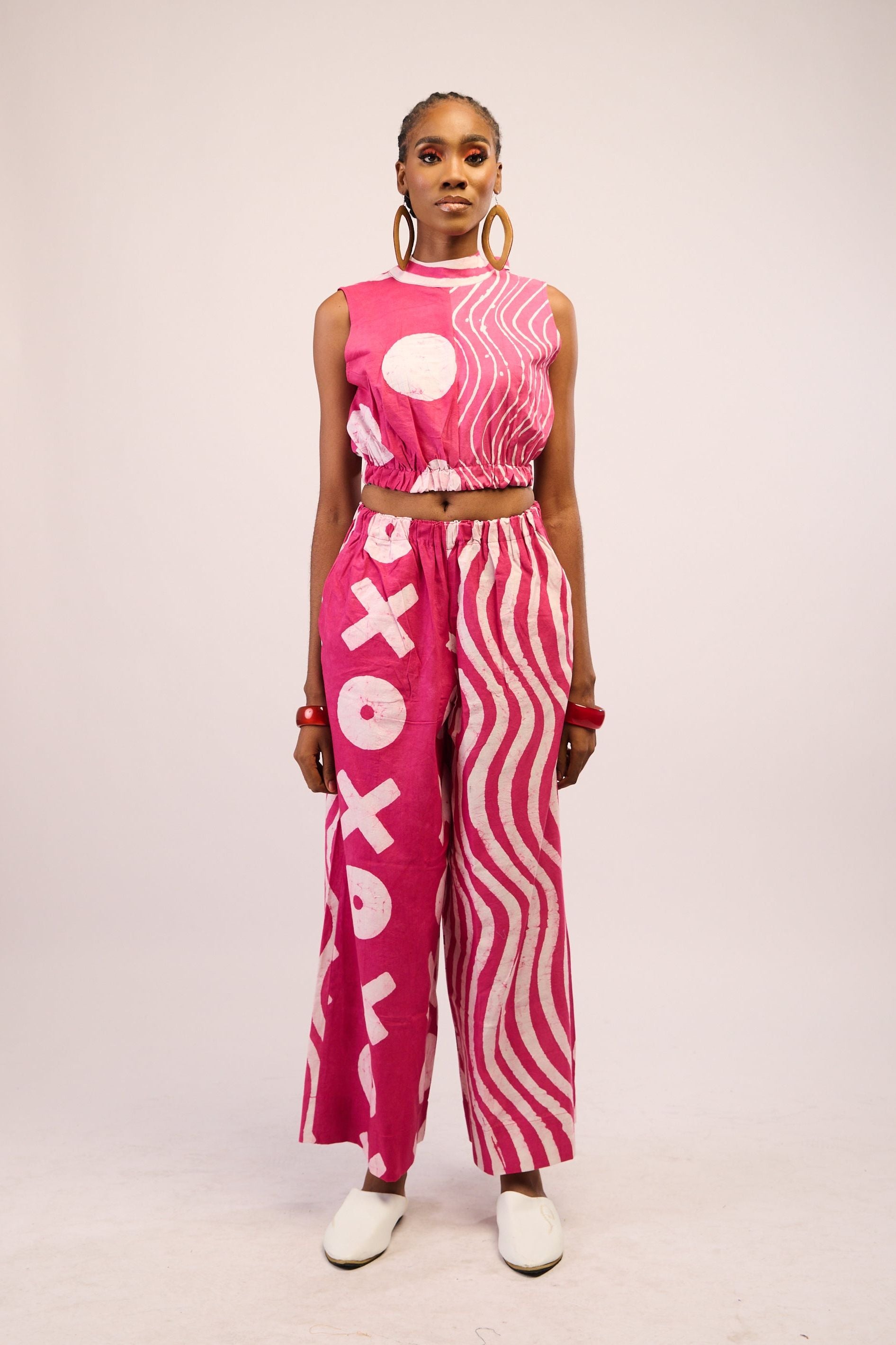 PINK AND WHITE MULTIPRINT CULOTTES
