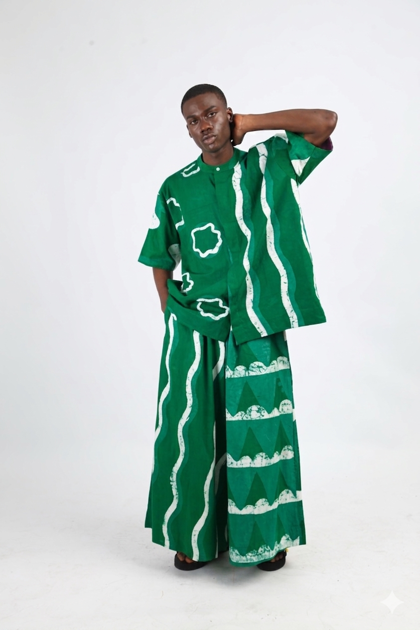 WHITE AND GREEN MULTIPRINT BUBA CULOTTES