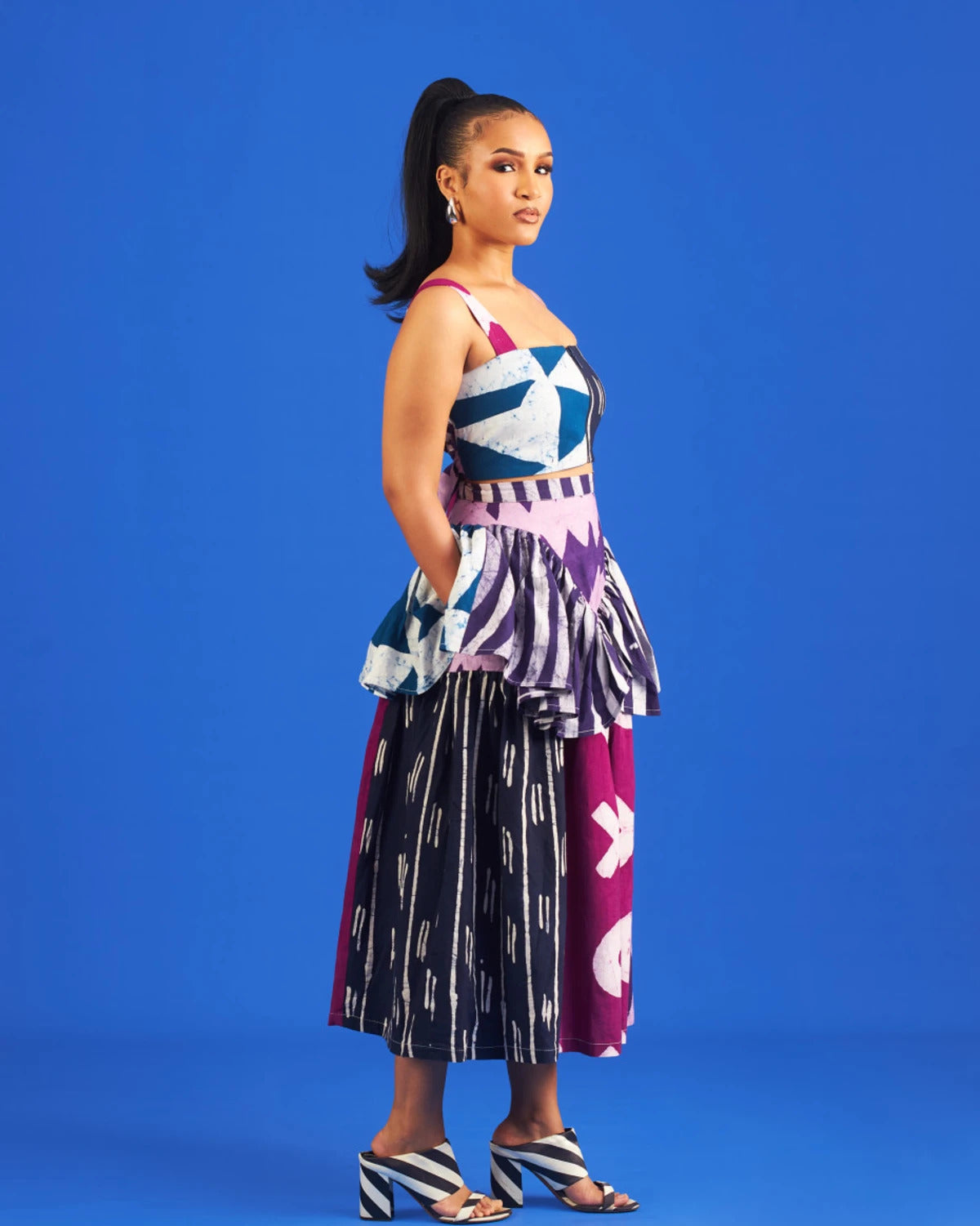 Pink and Blue Multicoloured Dye Lab x M.O.T Jodi Skirt (Preorder)