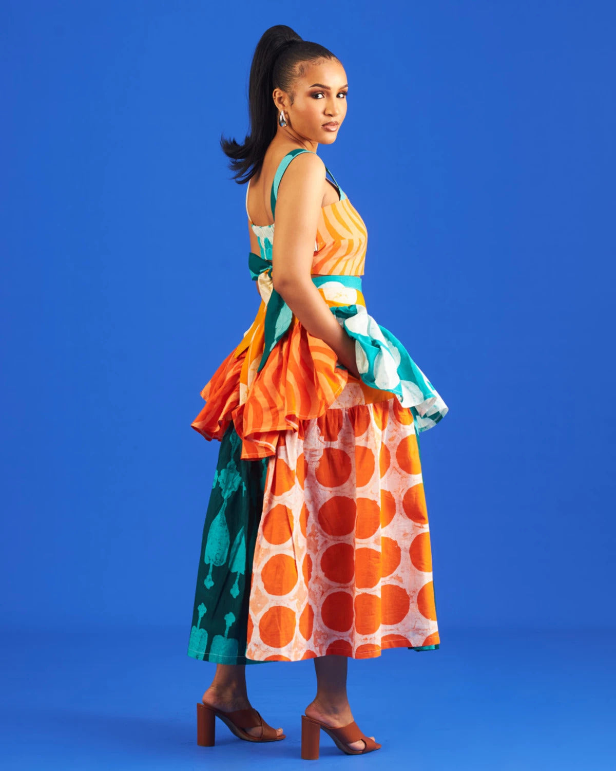 Orange and Green Multicoloured Dye Lab x M.O.T Jodi Skirt (Preorder)