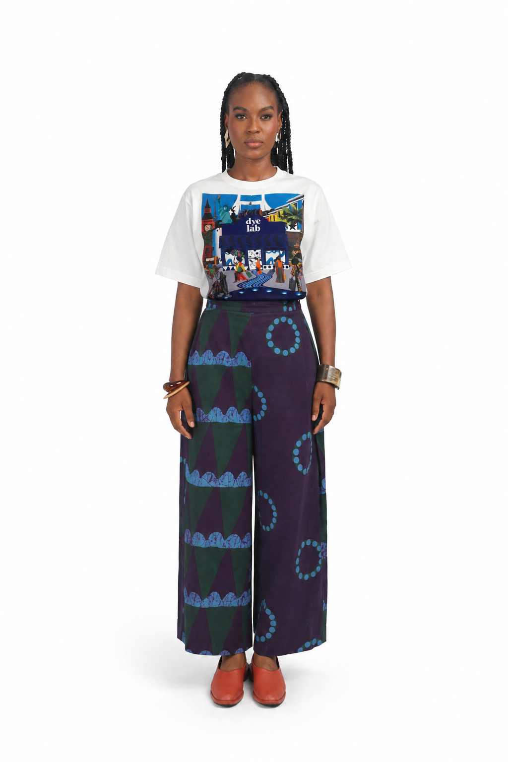 SEAGREEN, TEAL AND MAGENTA MULTICOLOURED CULOTTES