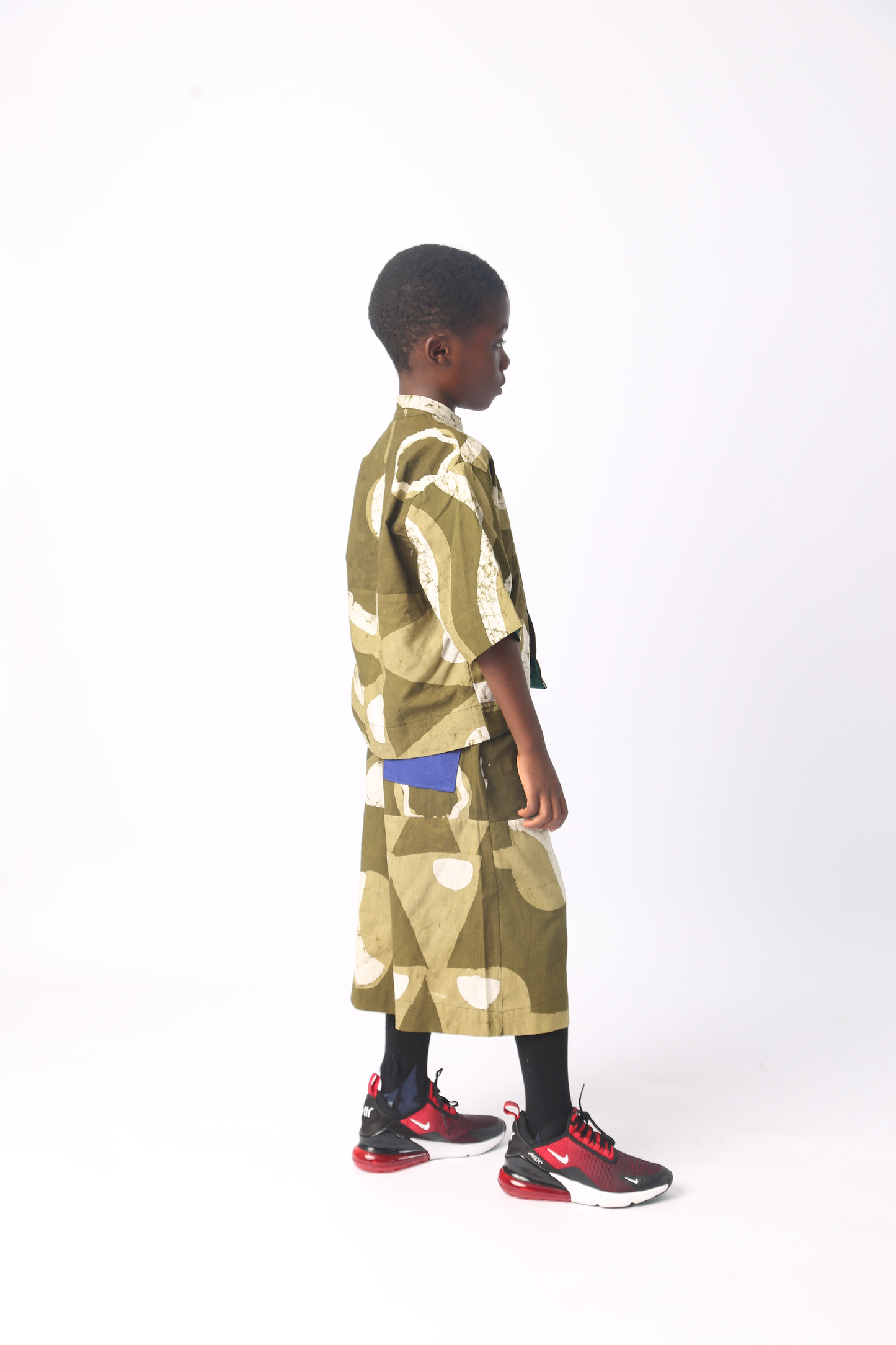 KIDS WHITE AND KHAKI MULTIPRINT SHIRT
