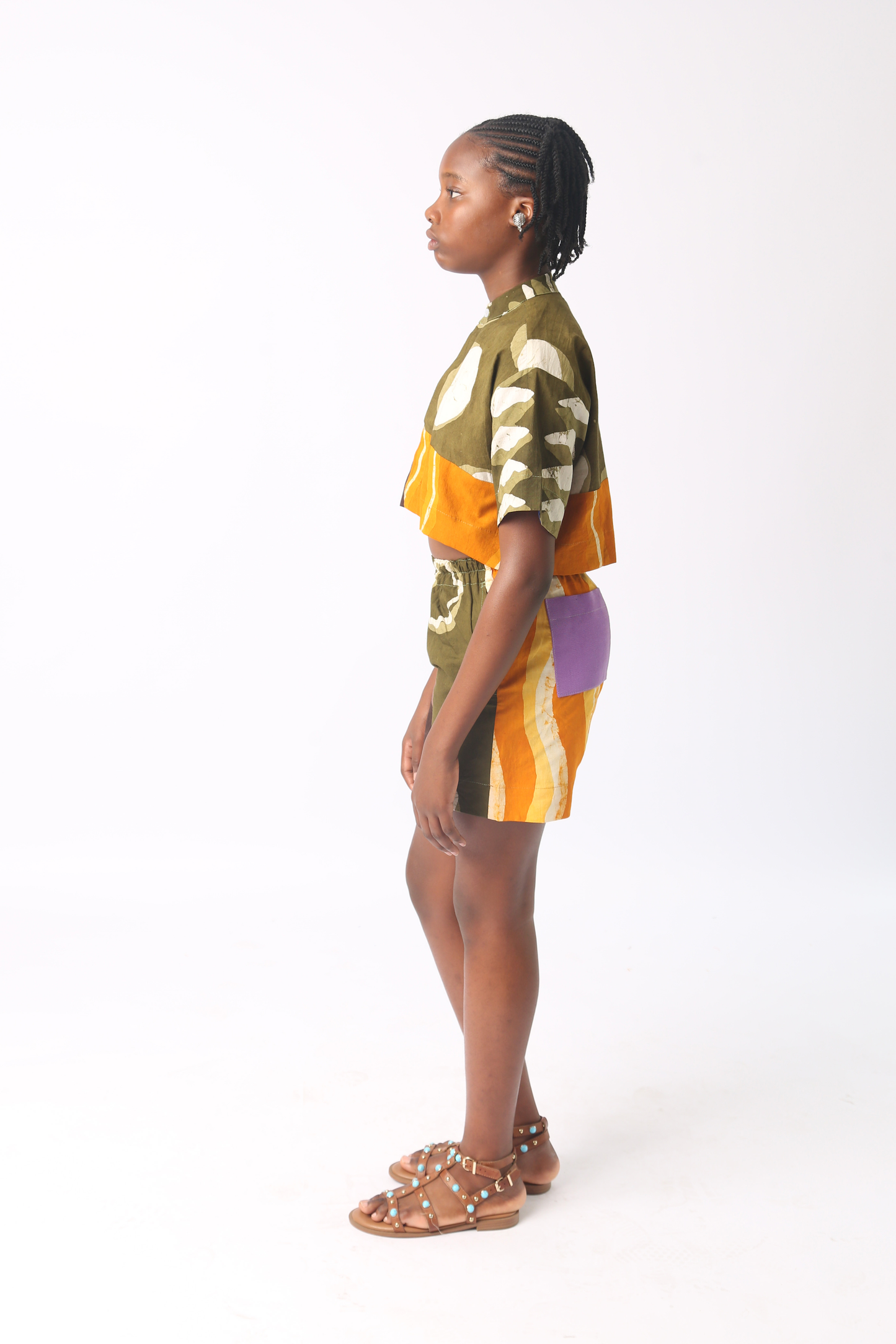 KIDS DARK MULTICOLOUR CROP SHIRT