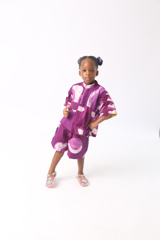 KIDS WHITE AND MAGENTA MULTIPRINT SHORTS