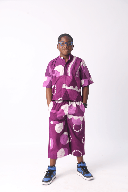 KIDS WHITE AND MAGENTA MULTIPRINT CULOTTES