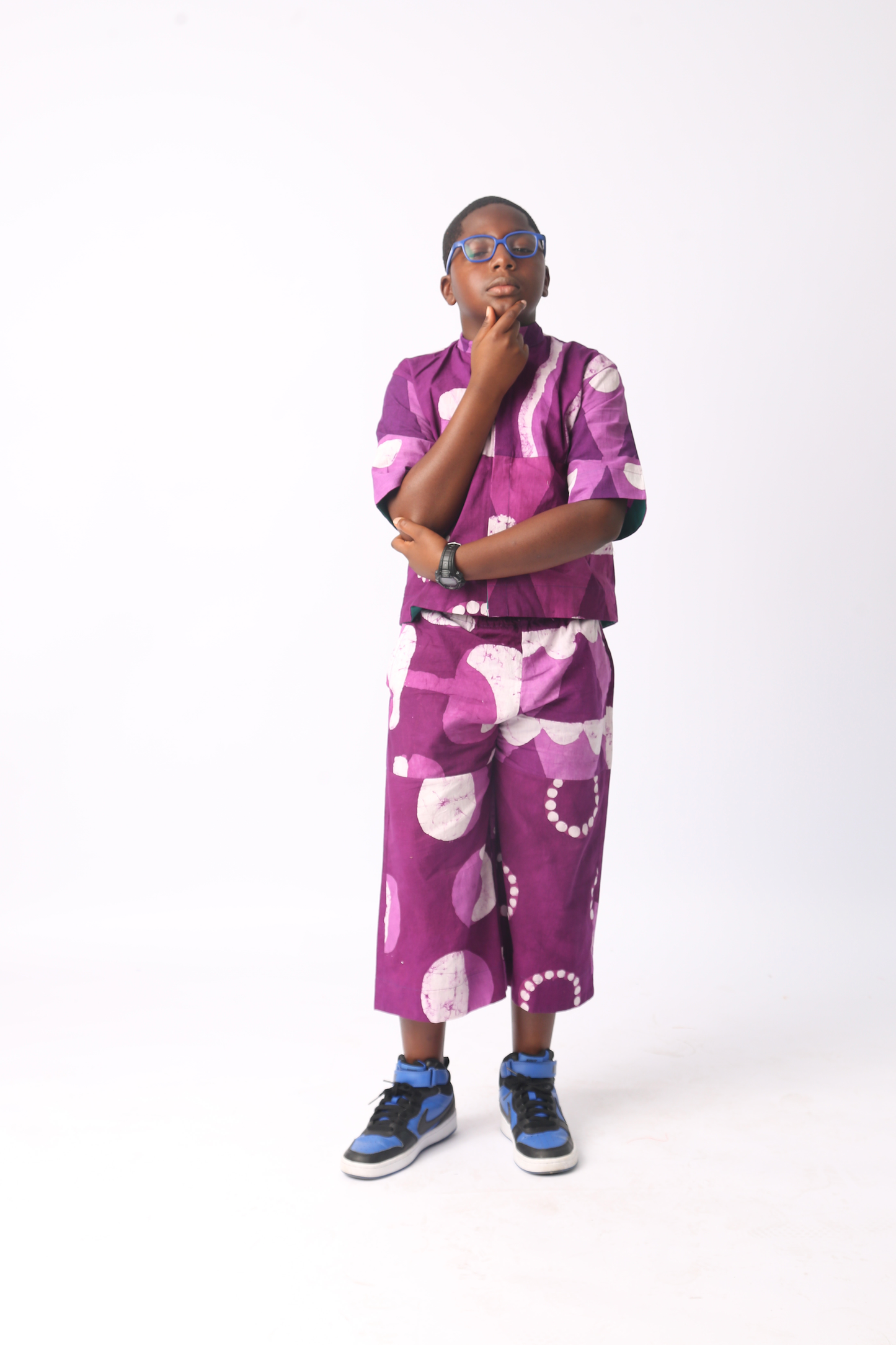 KIDS WHITE AND MAGENTA MULTIPRINT SHIRT