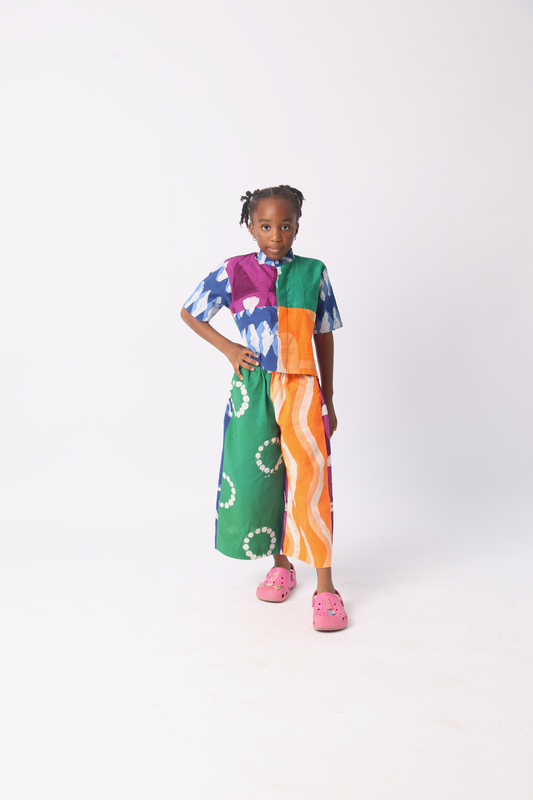 KIDS BRIGHT MULTICOLOURED CROP SHIRT