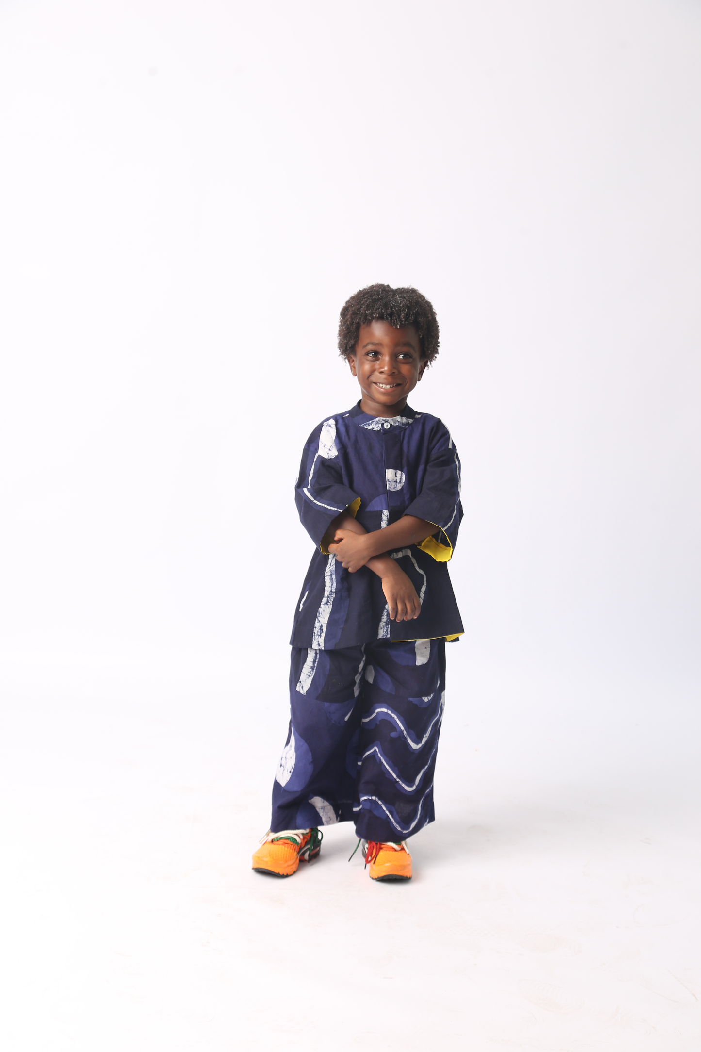 KIDS WHITE AND NAVY BLUE MULTIPRINT CULOTTES