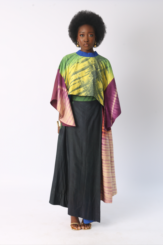 CREAM, BURGUNDY AND BLACK MULTICOLOUR MAXI IRO SKIRT