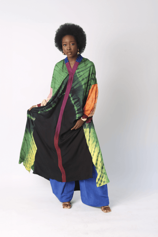 GREEN AND YELLOW MULTICOLOUR SHIRT DRESS