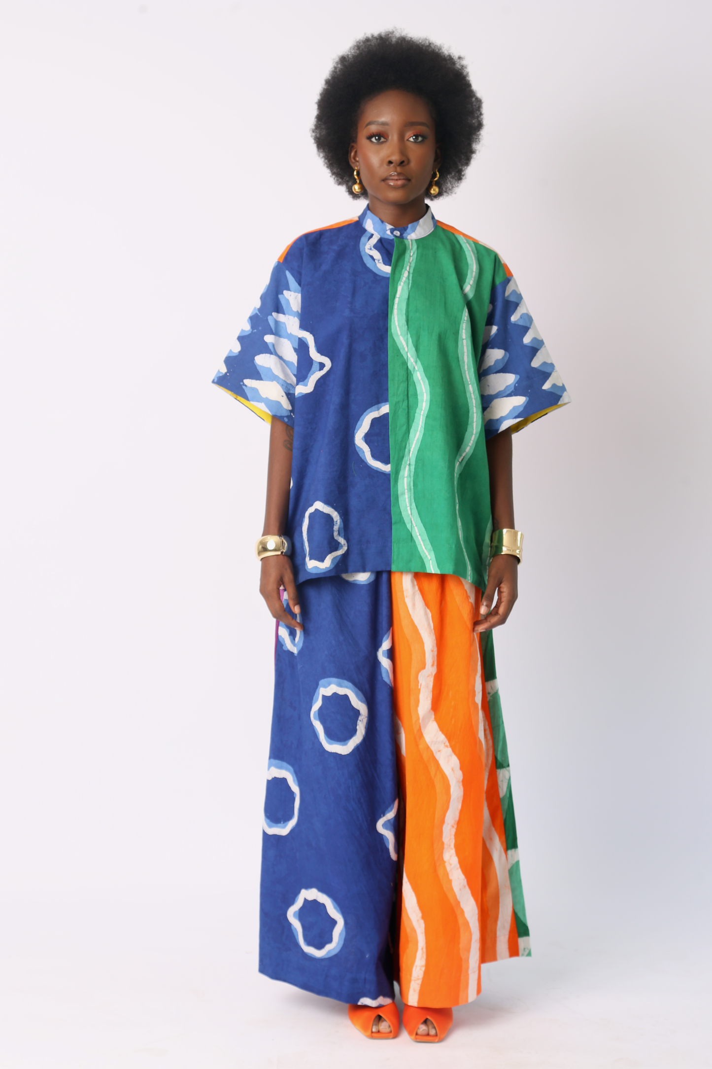 BLUE AND WHITE BRIGHT MULTICOLOURED BUBA CULOTTES