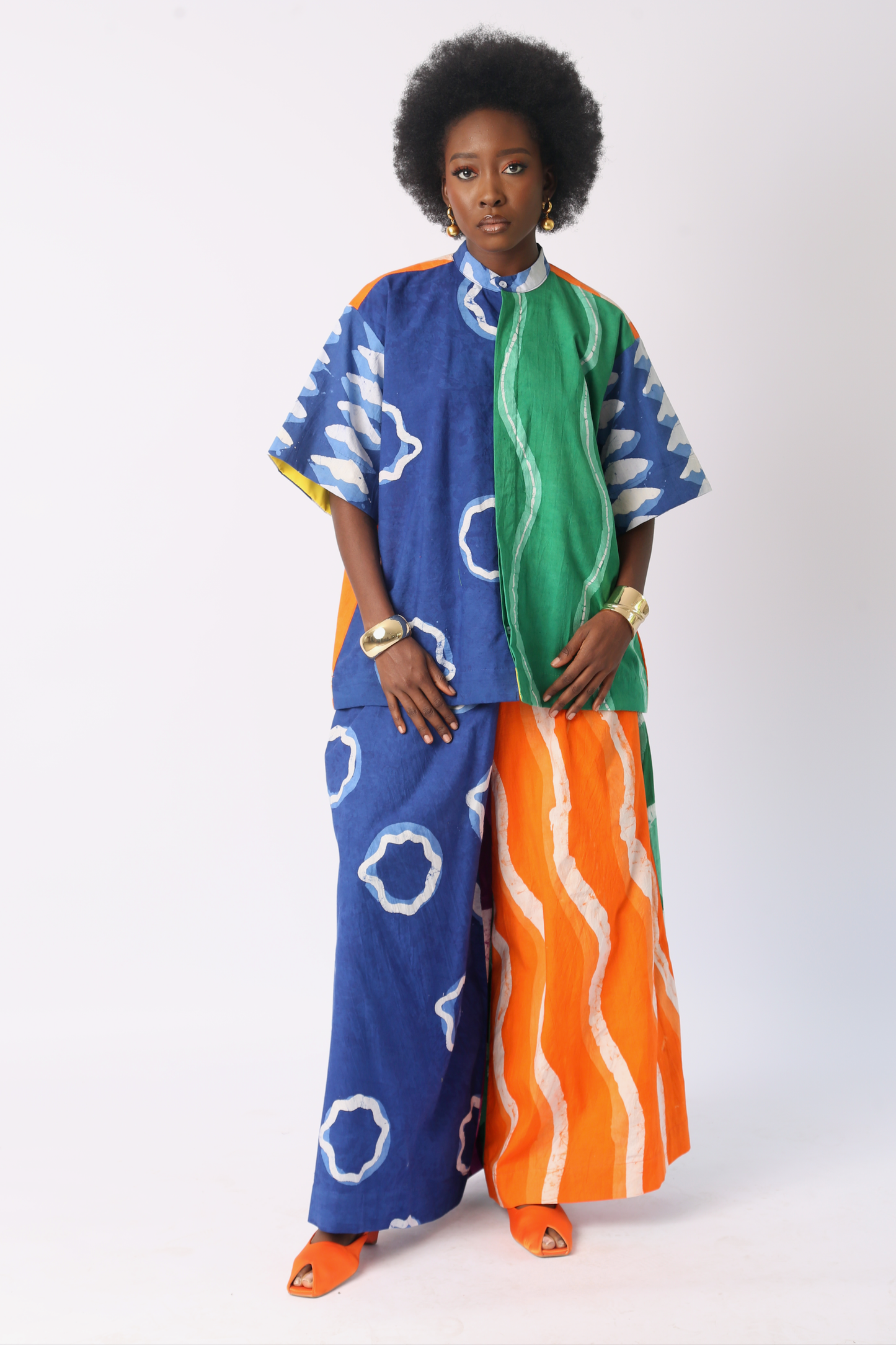 BLUE AND WHITE BRIGHT MULTICOLOURED BUBA CULOTTES