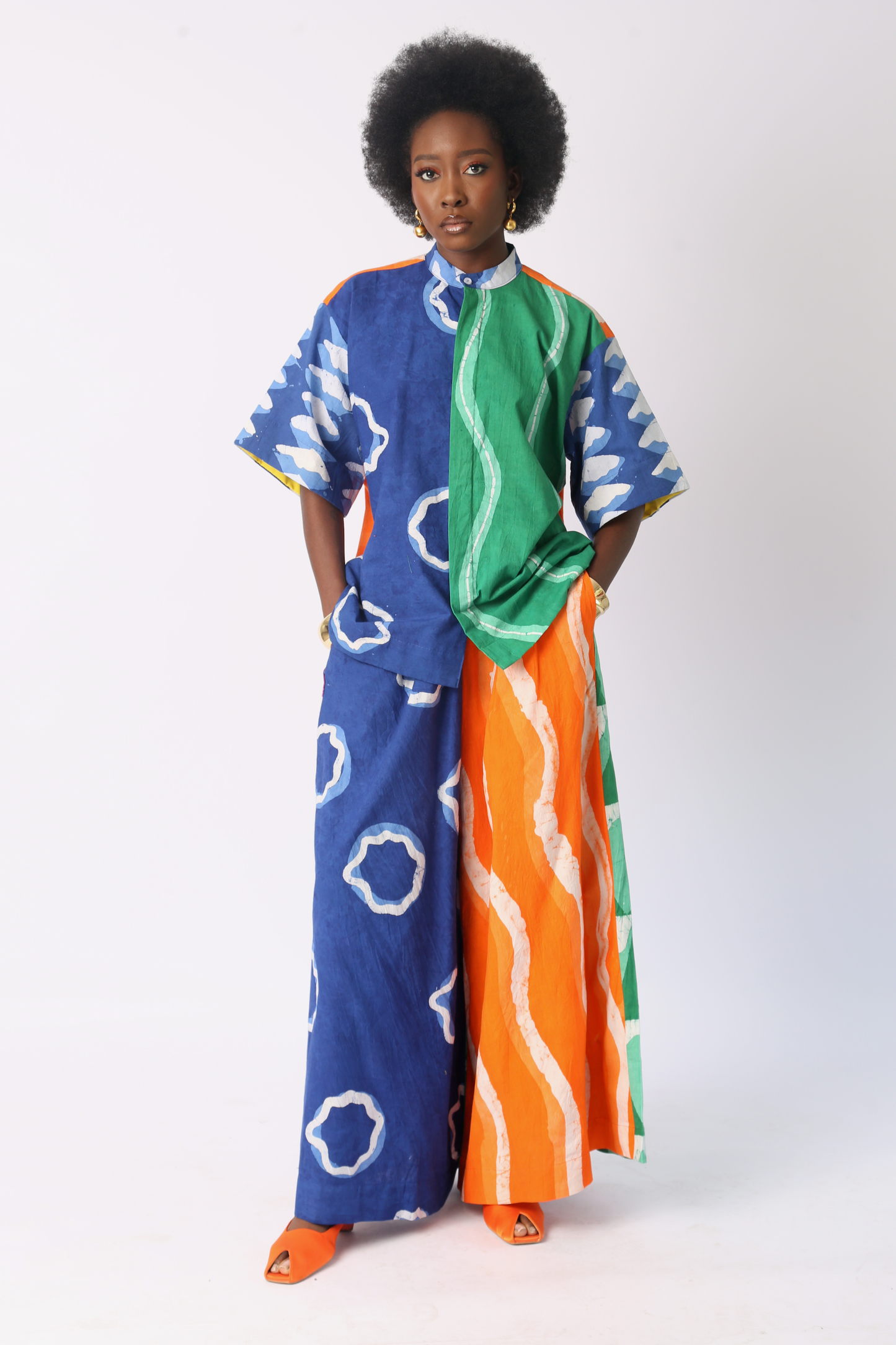 BLUE AND WHITE BRIGHT MULTICOLOURED BUBA CULOTTES