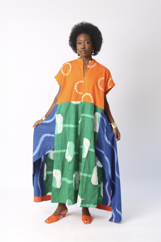 BRIGHT MULTICOLOURED SLEEVELESS SHIRT DRESS