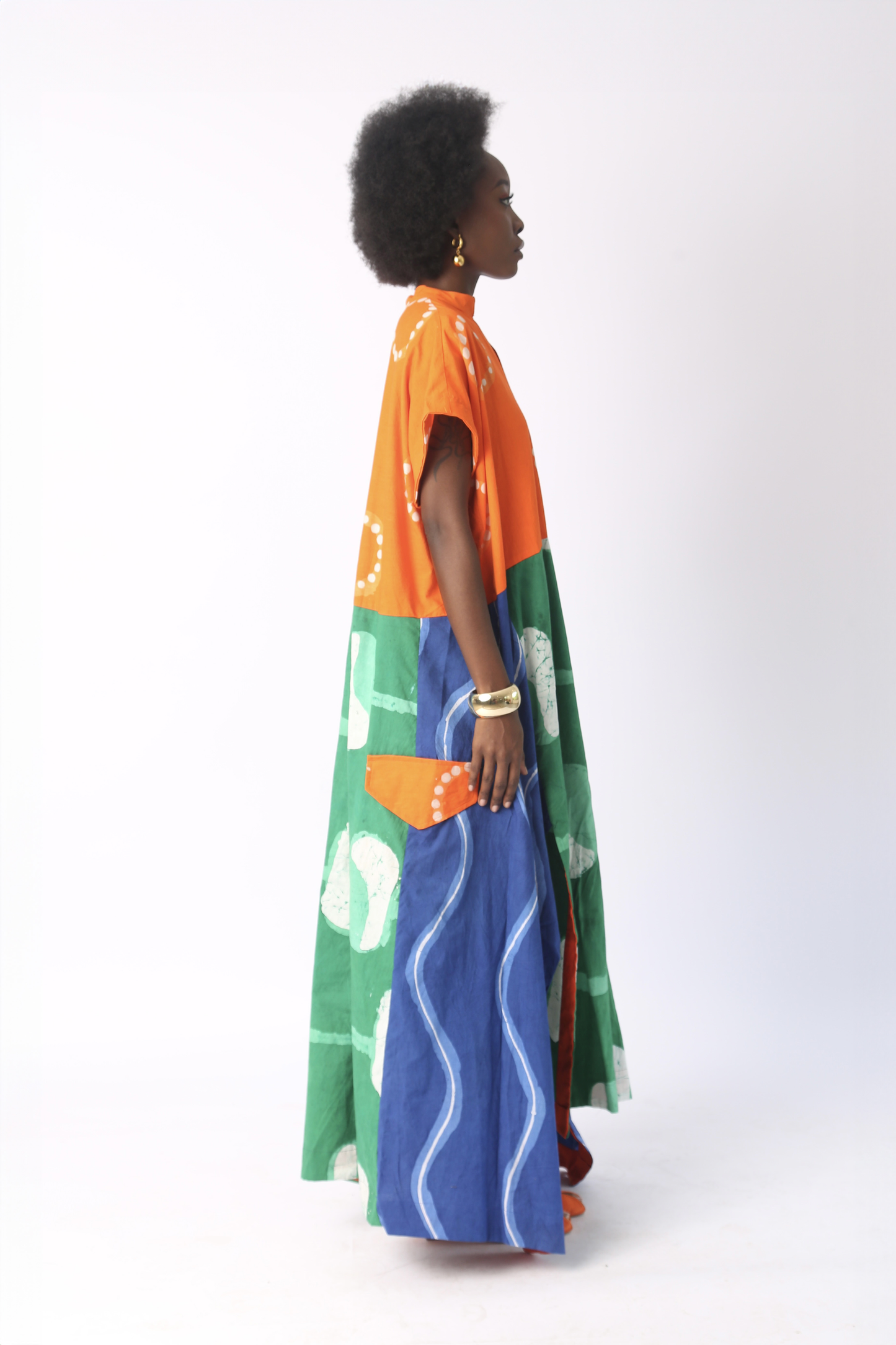 BRIGHT MULTICOLOURED SLEEVELESS SHIRT DRESS