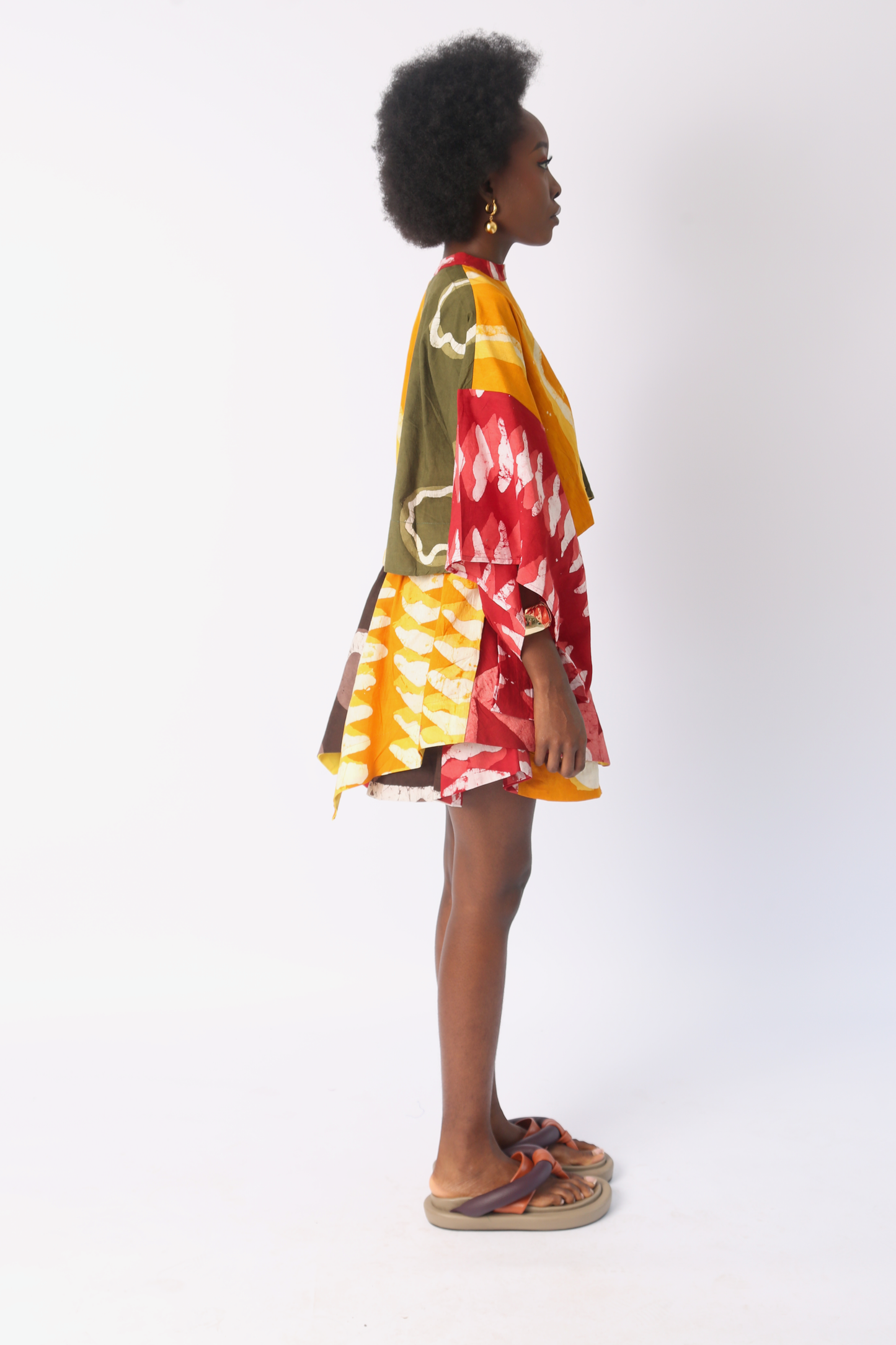 RED MULTICOLOURED MINI IRO SKIRT