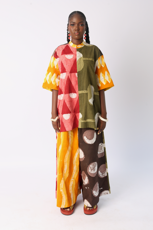 BROWN AND GOLDEN YELLOW MULTICOLOURED CULOTTES