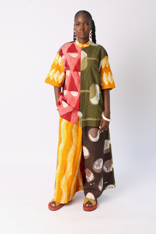 BROWN AND GOLDEN YELLOW MULTICOLOURED CULOTTES