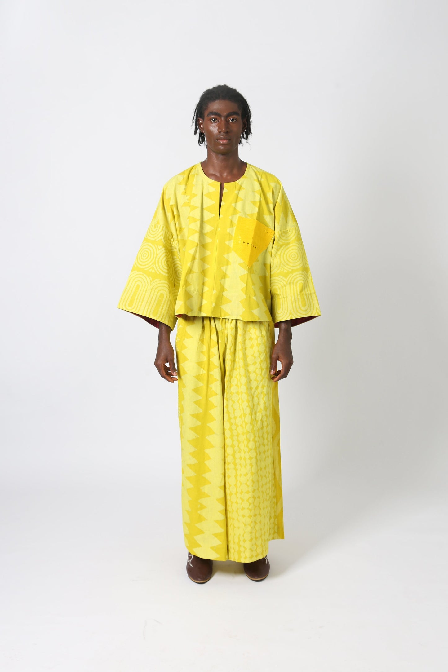 YELLOW MULTIPRINT BUBA SHIRT