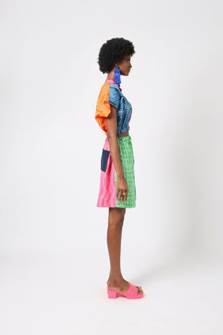 TEAL AND GREEN MULTICOLOURED SHORTS