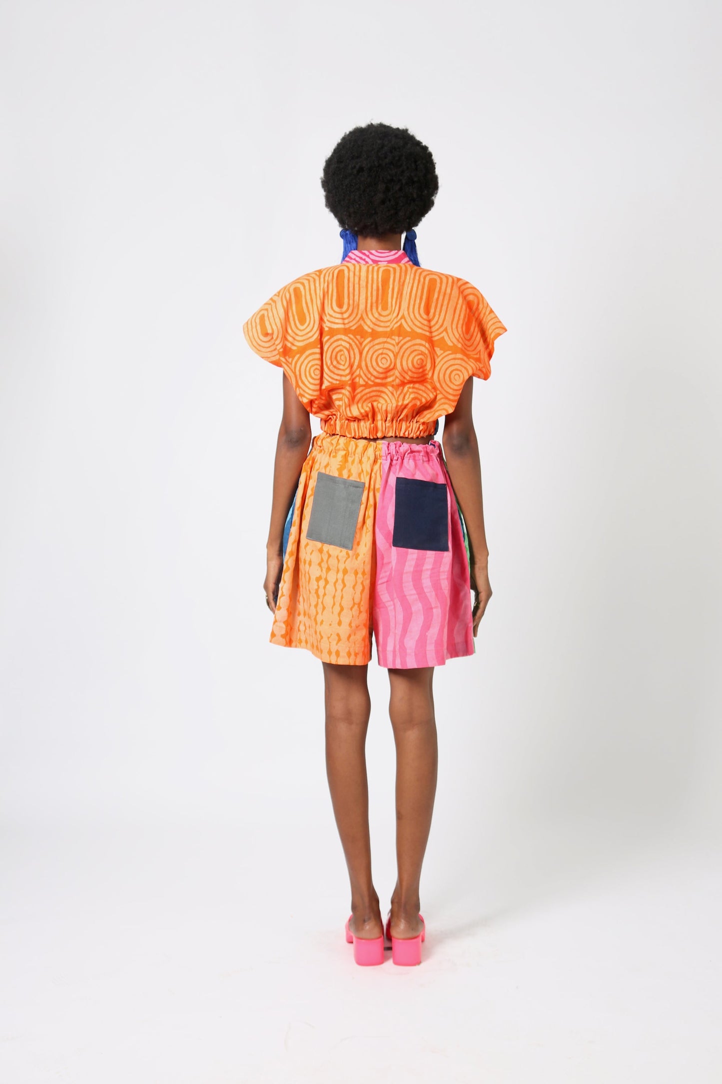 TEAL AND GREEN MULTICOLOURED SHORTS