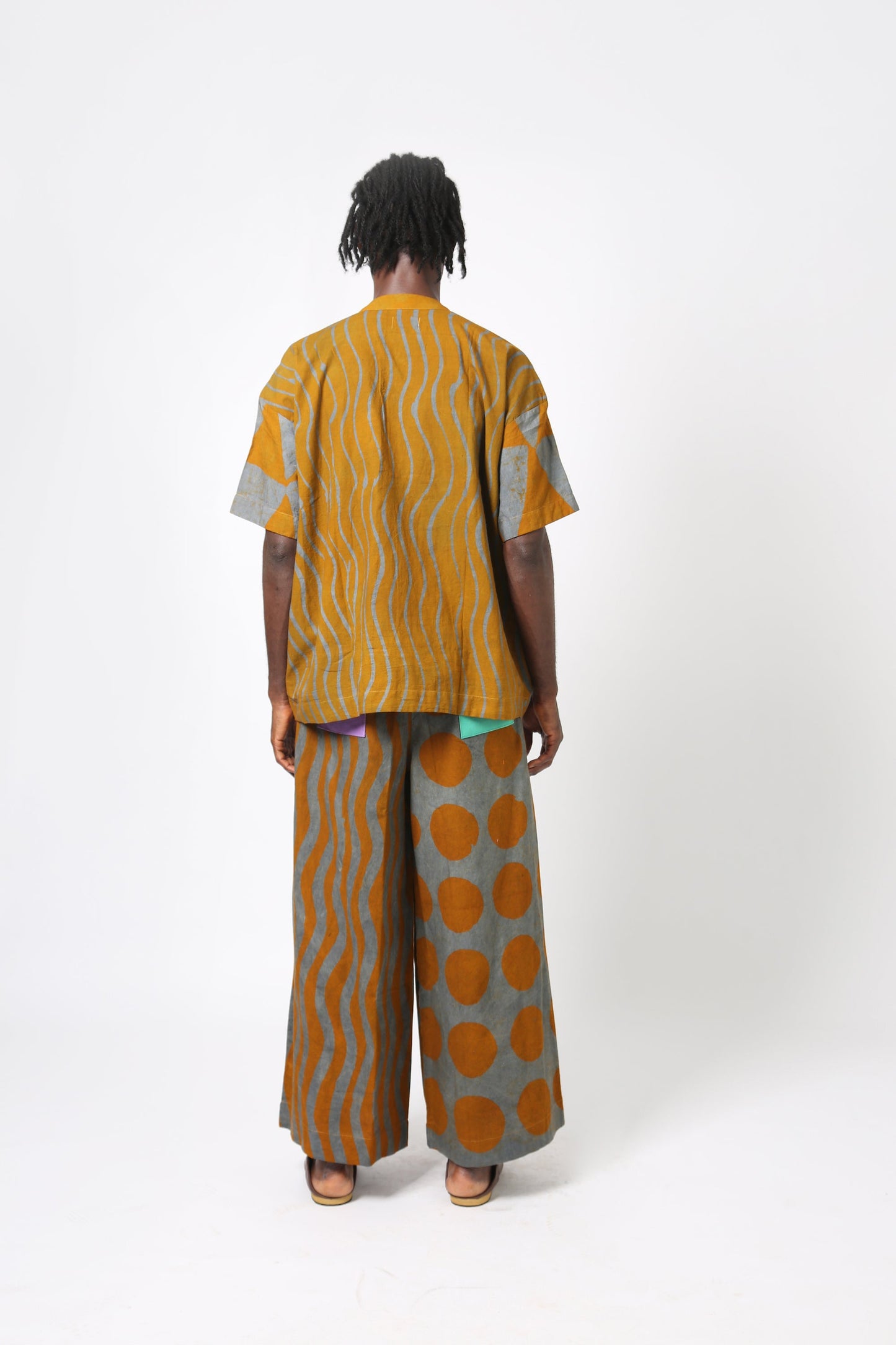 GREY AND YELLOW MULTIPRINT CULOTTES