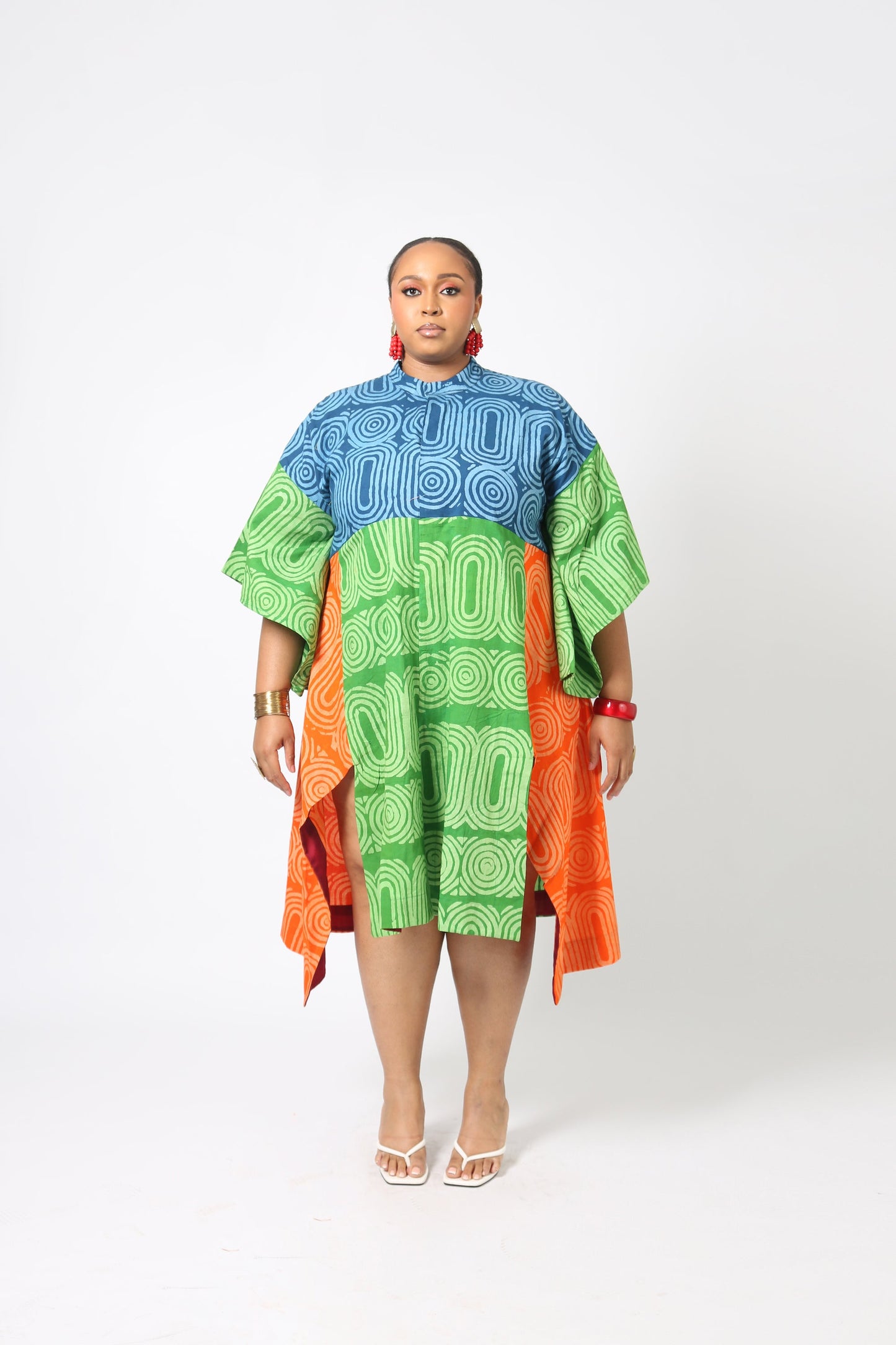 TEAL AND LEMON MULTICOLOURED SHIRT DRESS